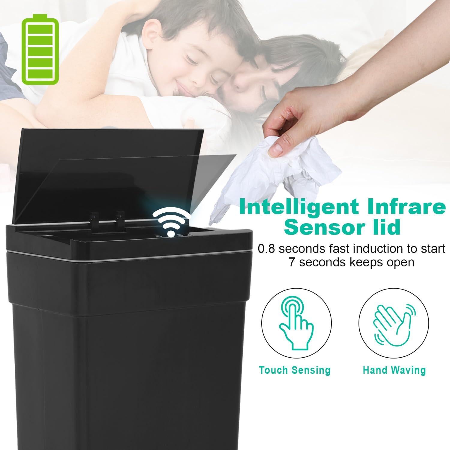 Cubo de Basura Automático 50L BestOffice Negro con Sensor