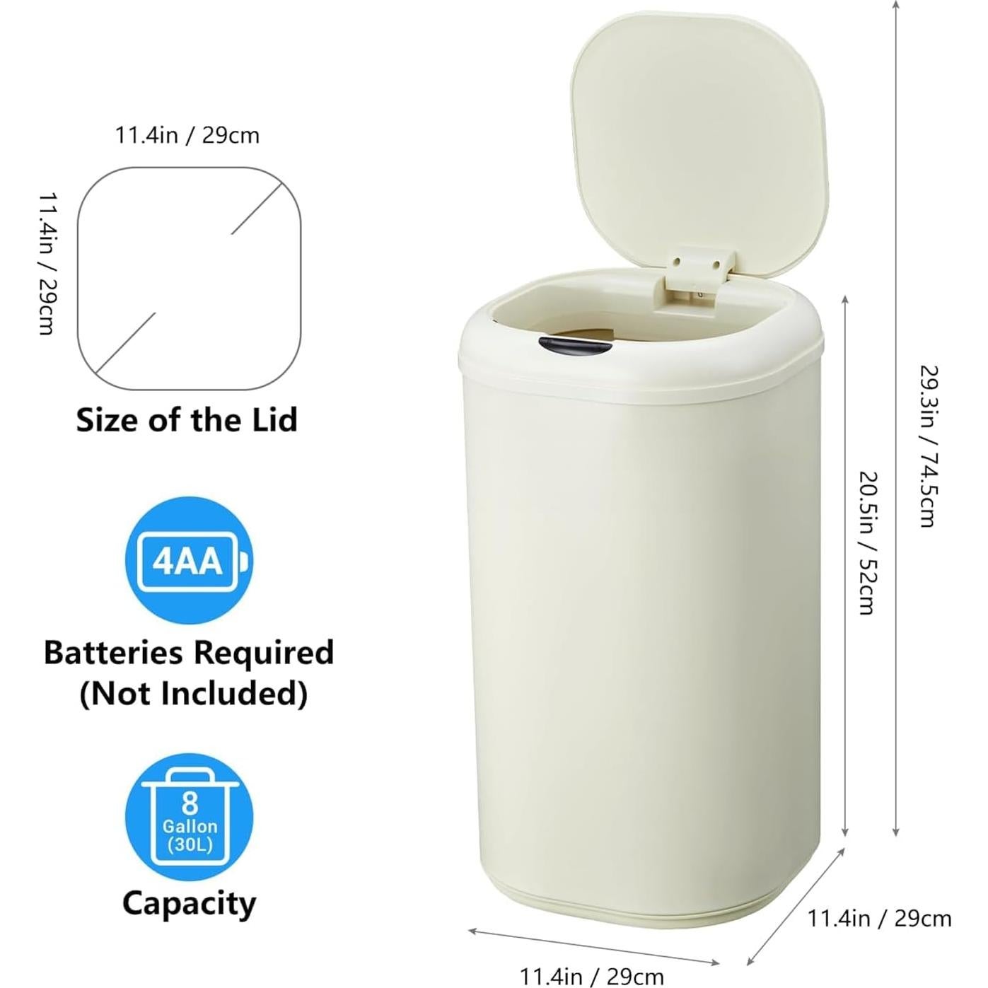 Papelera Automática GAOMON 30L con Sensor de Movimiento Beige