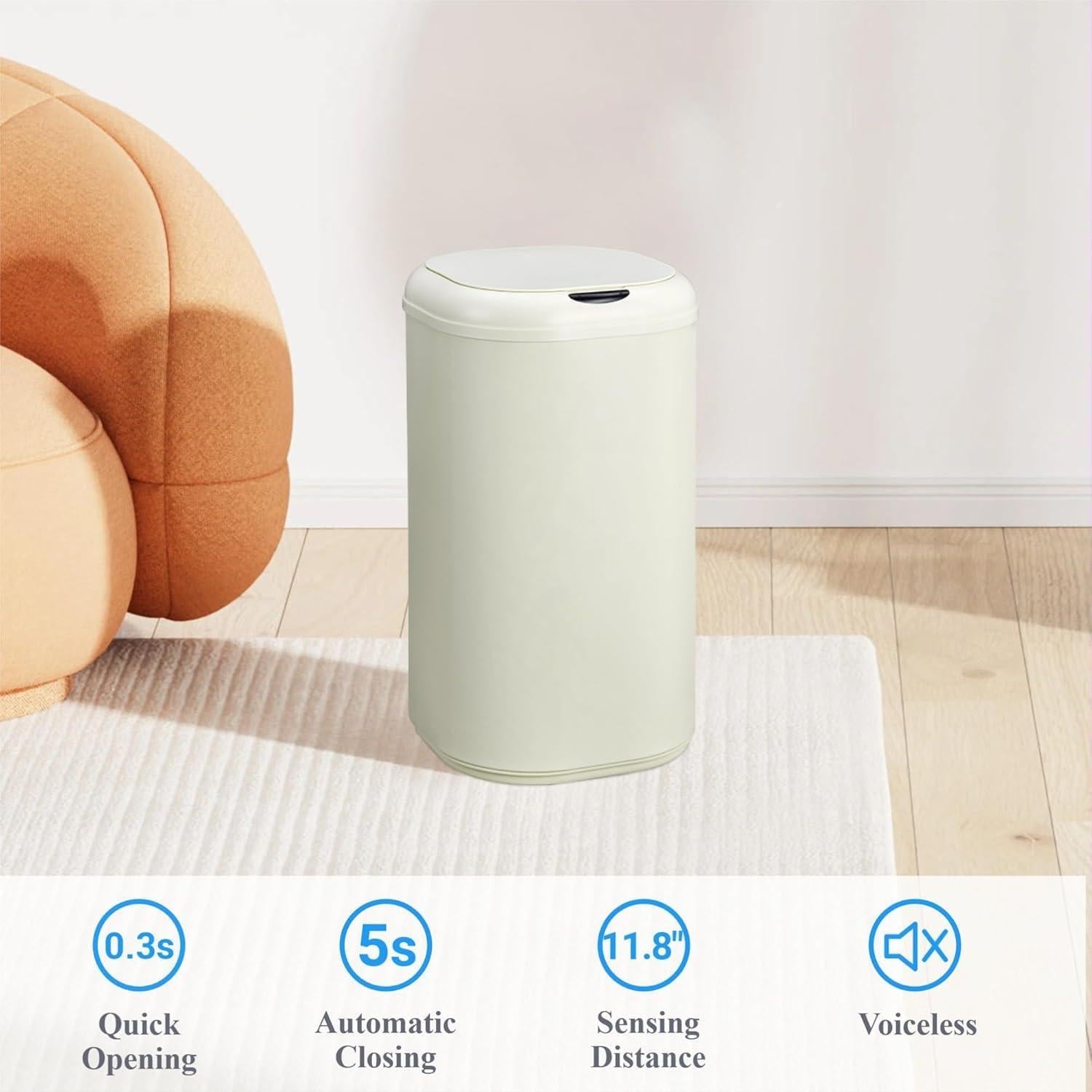 Papelera Automática GAOMON 30L con Sensor de Movimiento Beige