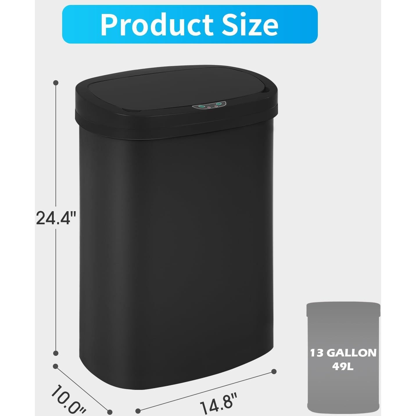 Basurero Sin Tacto MejorOficina 49L Rectangular Negro