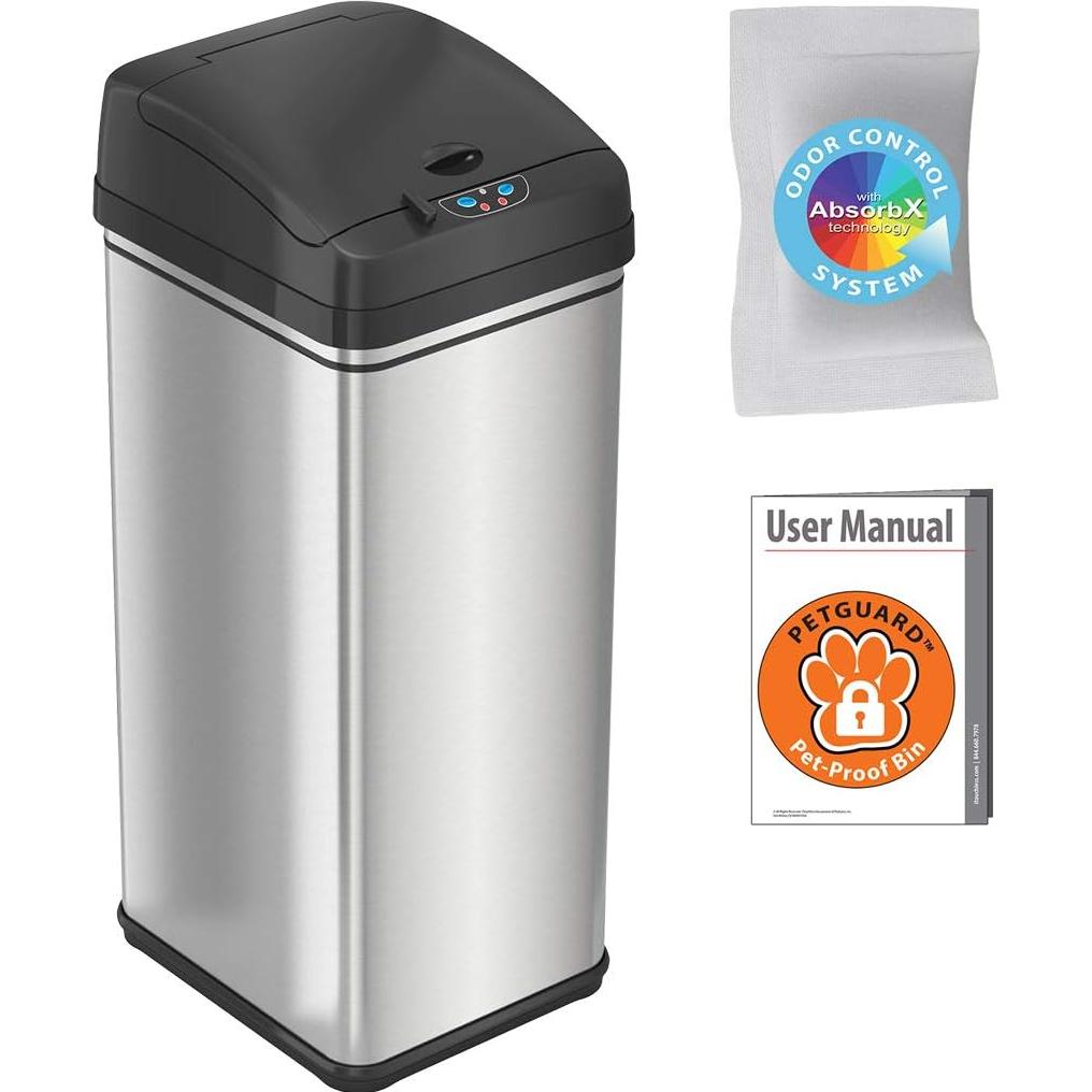 Basurero Automático iTouchless 13 Galones Acero Inoxidable con Sensor