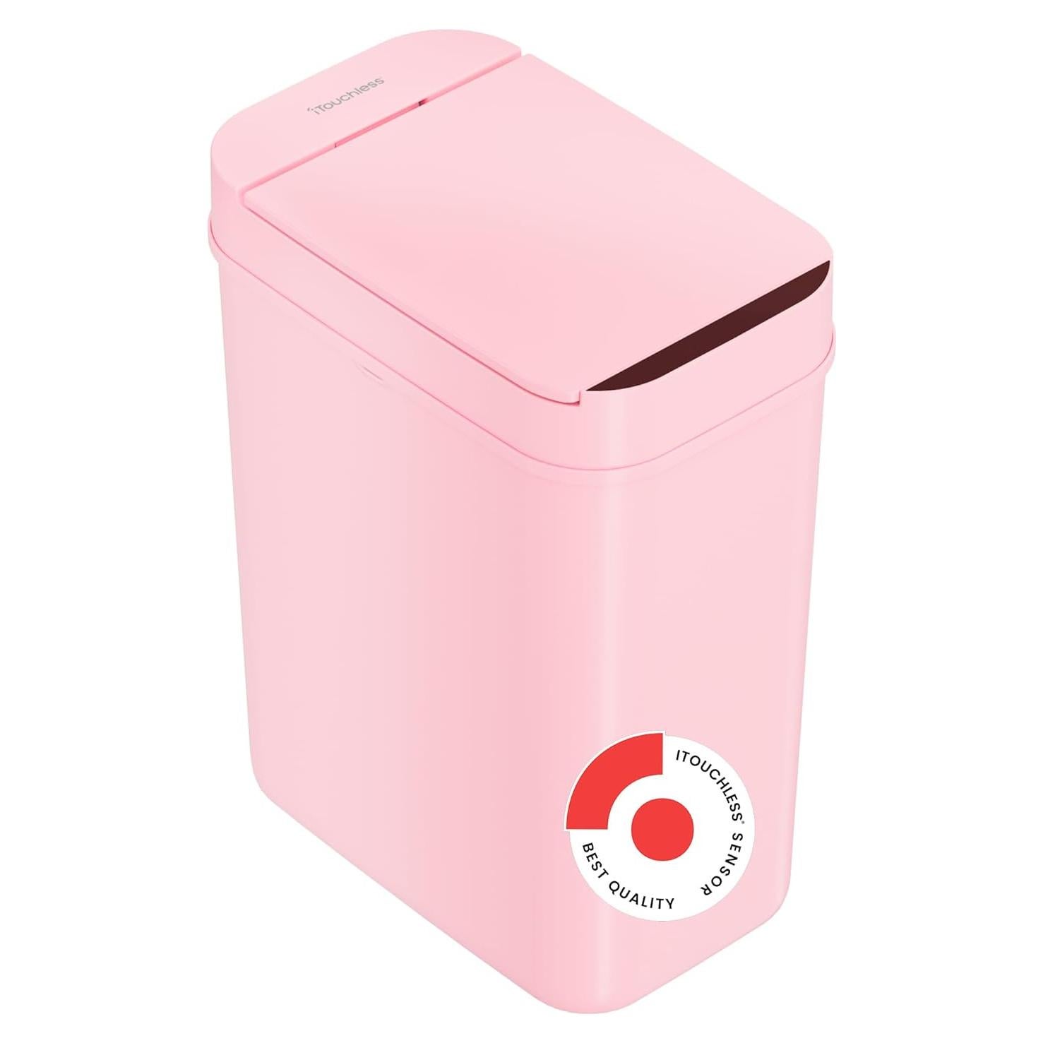 Basurero Sensor iTouchless Rosa 10 Litros Sin Tacto para Baño