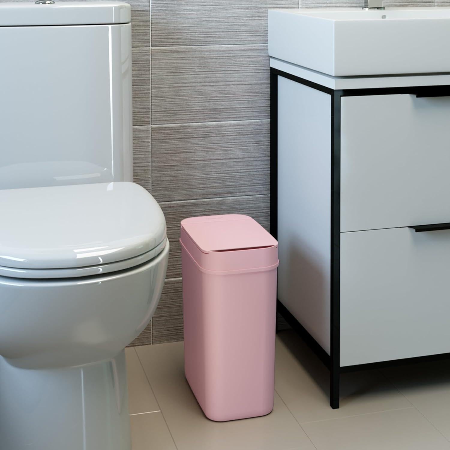 Basurero Sensor iTouchless Rosa 10 Litros Sin Tacto para Baño