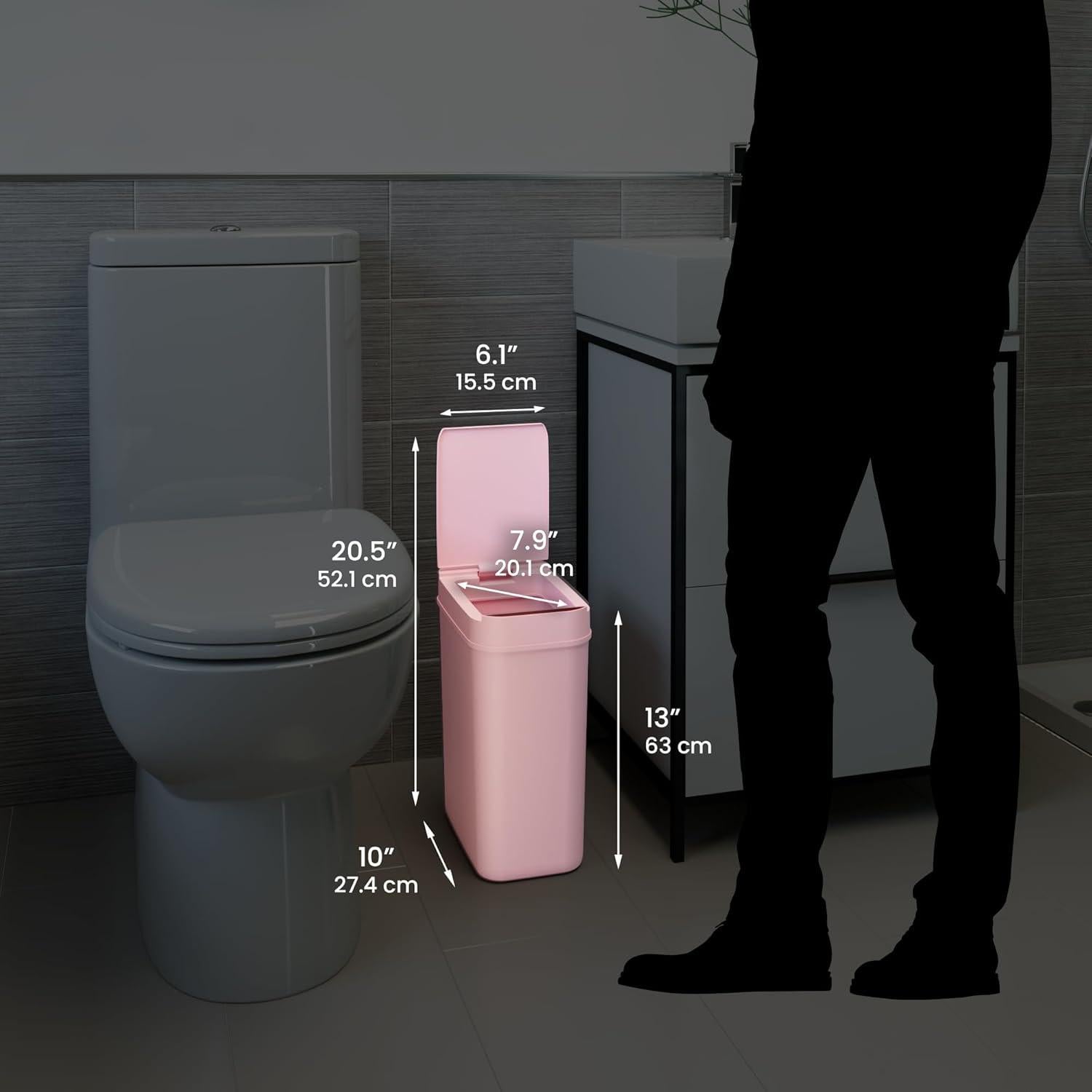 Basurero Sensor iTouchless Rosa 10 Litros Sin Tacto para Baño