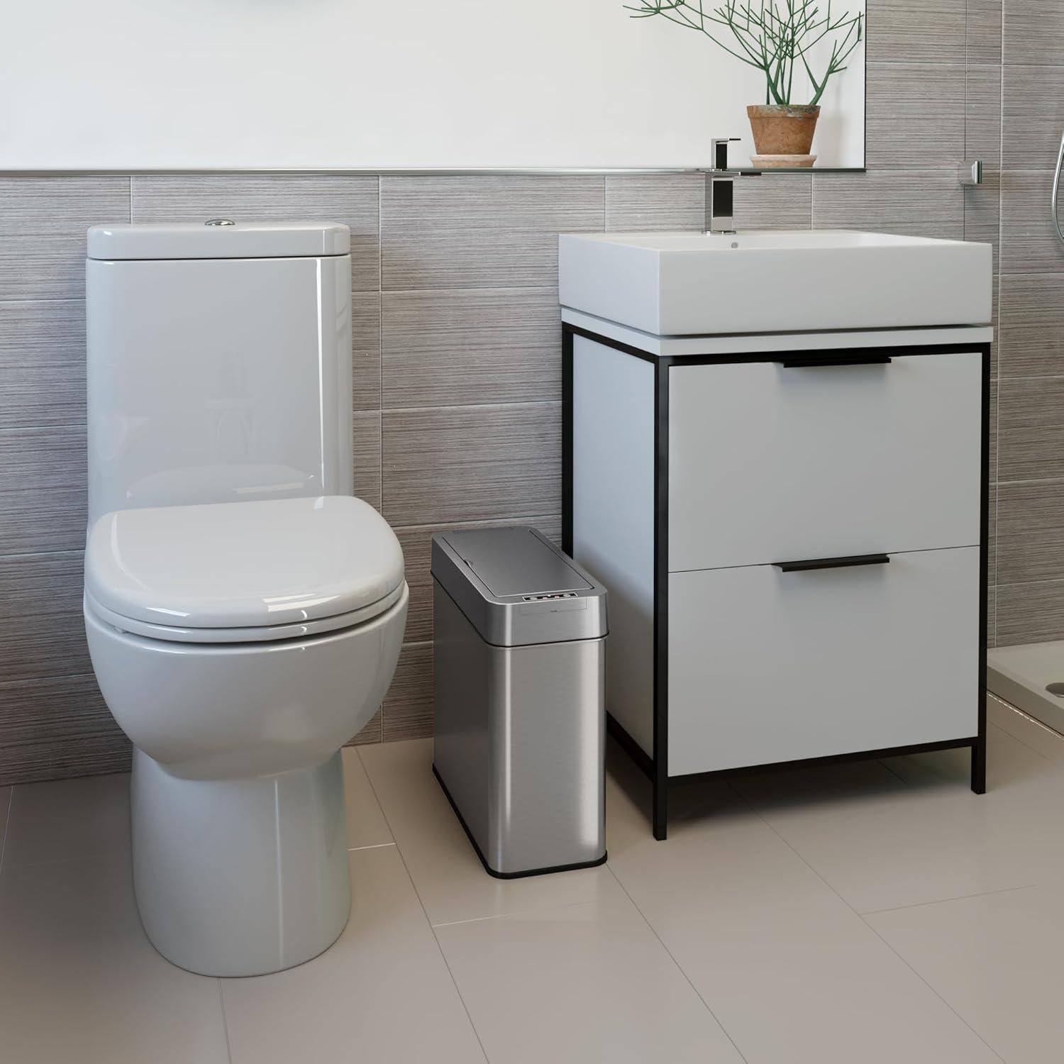 Basurero Sensor iTouchless 4 Galones Acero Inoxidable con Filtro