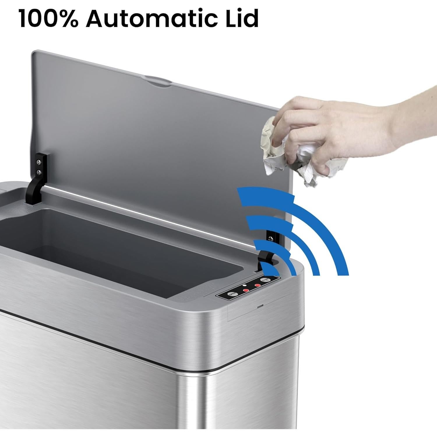 Basurero Sensor iTouchless 4 Galones Acero Inoxidable con Filtro