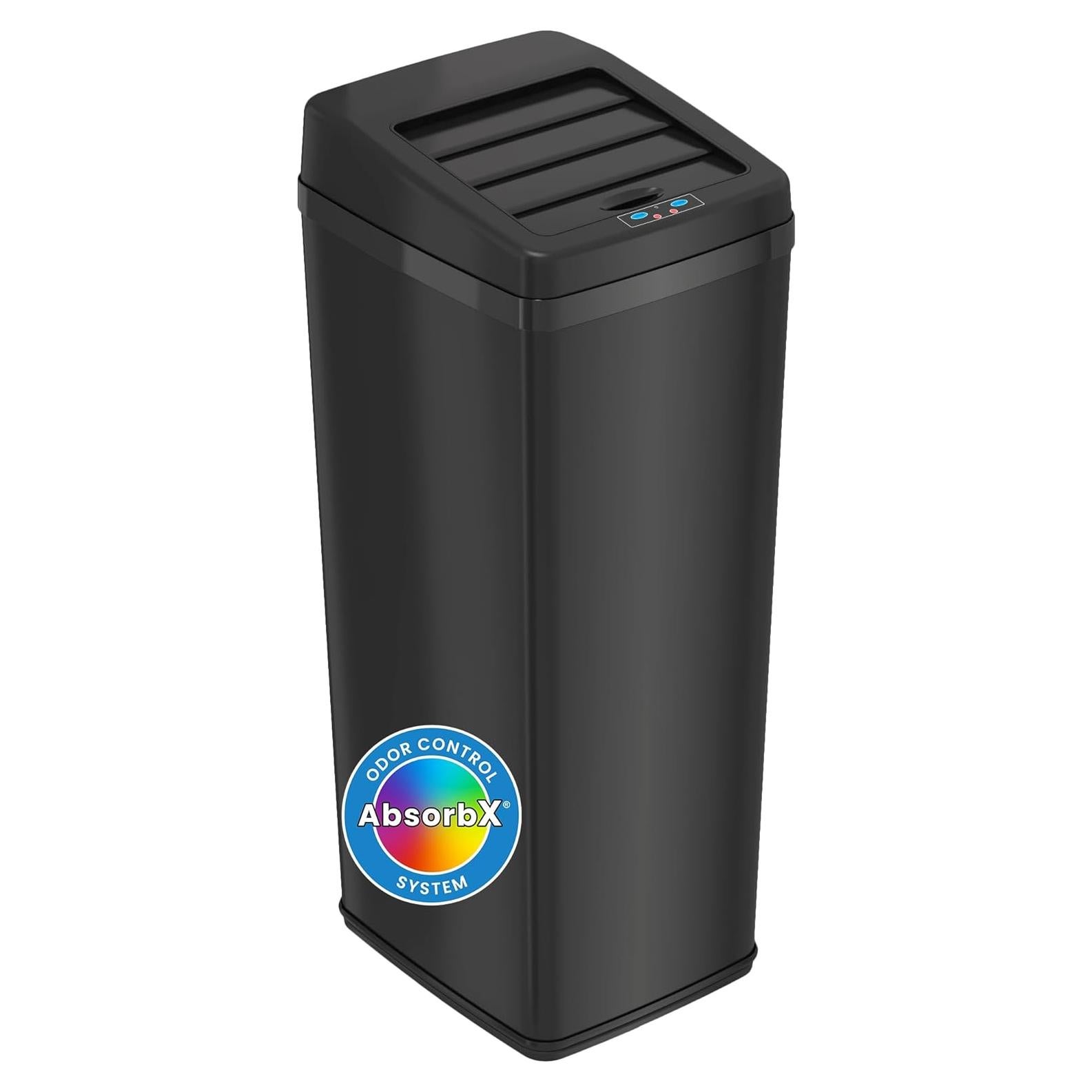 Basurero Automático iTouchless 14 Galones Negro Acero Inoxidable