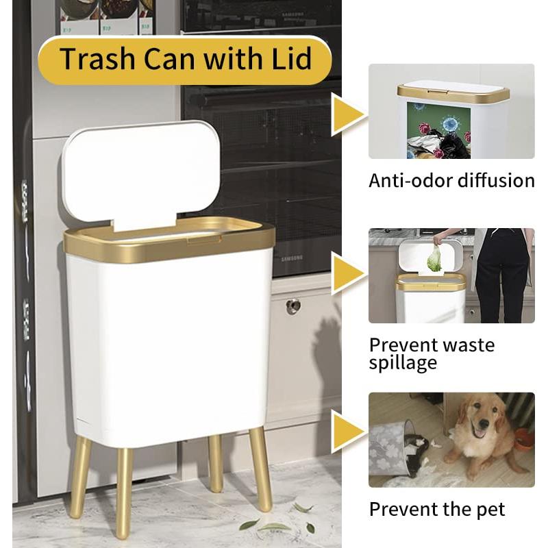 Bote de Basura Procade Blanco con Tapa 15.14L Estrecho