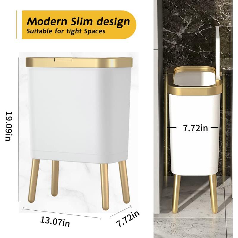 Bote de Basura Procade Blanco con Tapa 15.14L Estrecho