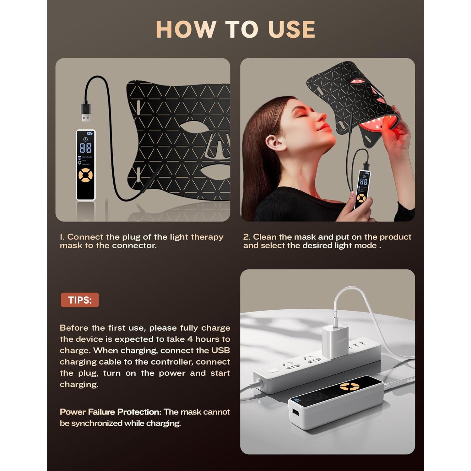 Máscara de Terapia de Luz LED FOLOKE para Cuidado Facial