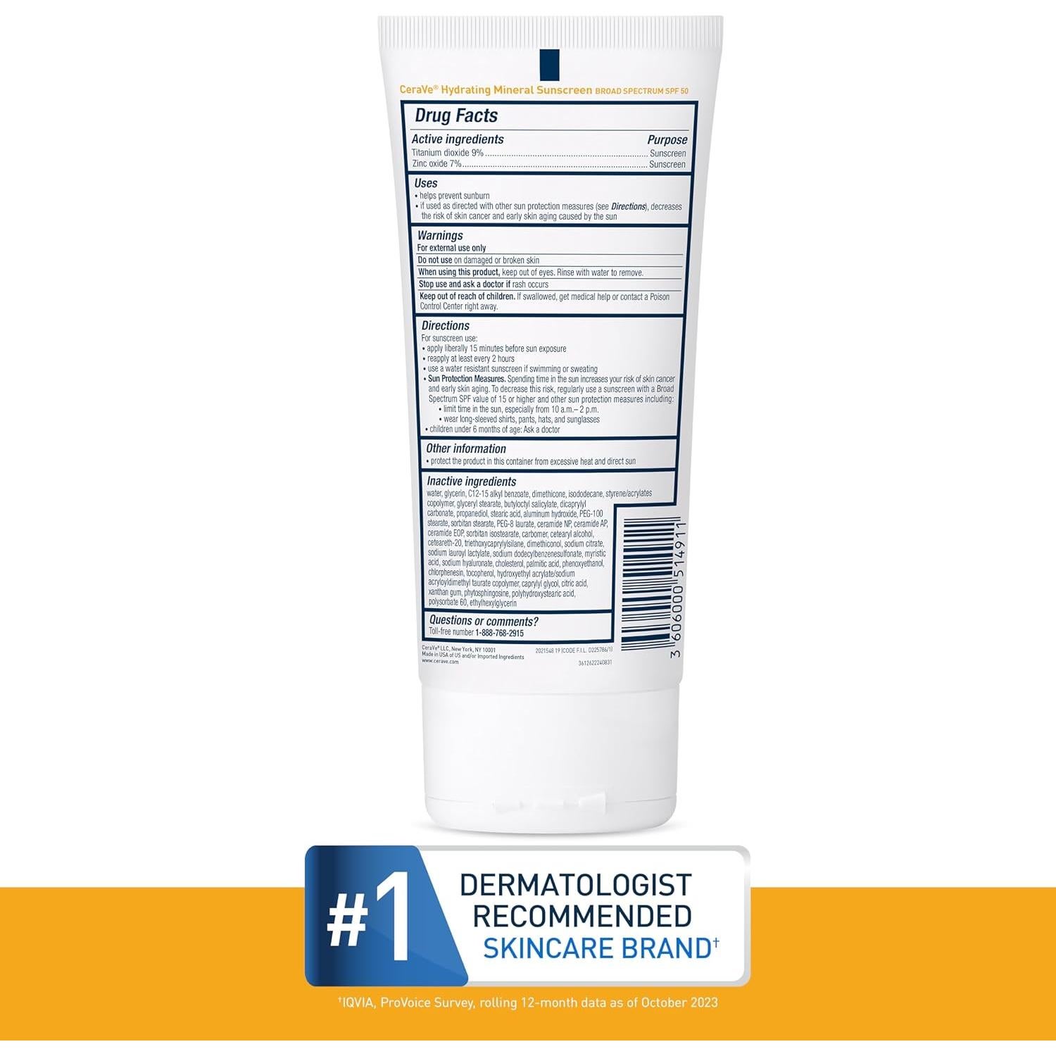 CeraVe Protector Solar Mineral SPF 50 142 g - Hidratante