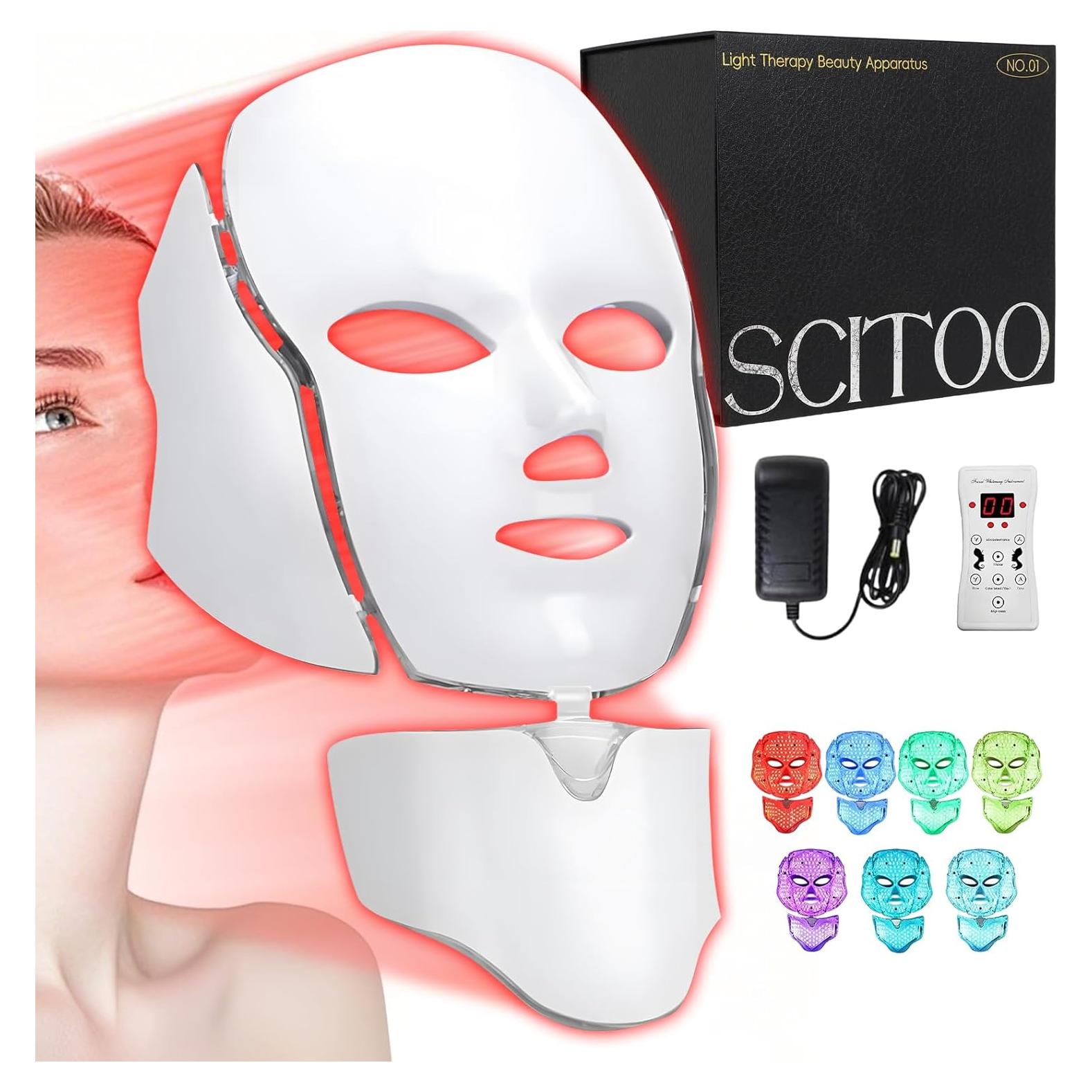 Máscara de Terapia de Luz Facial LED FAHKNS 7 Colores Recargable