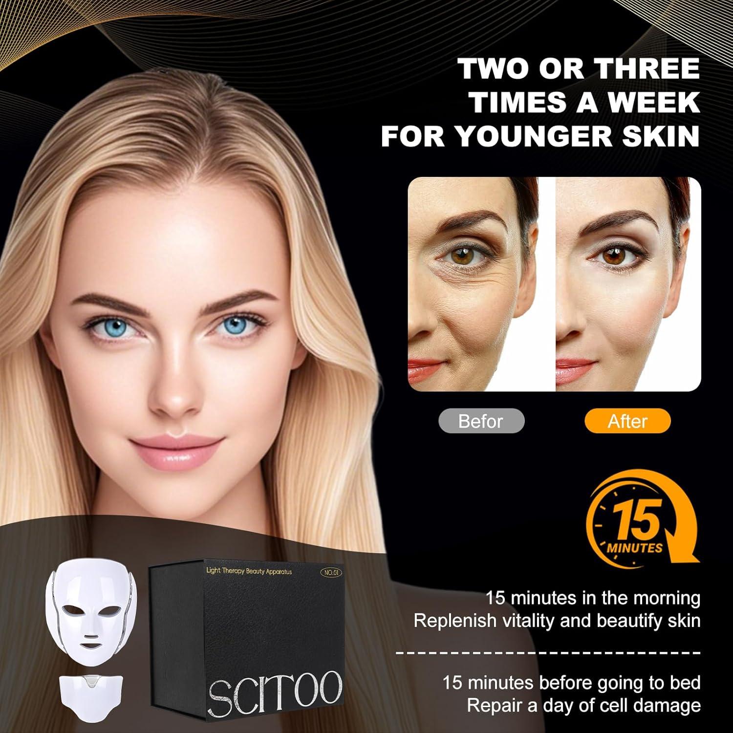 Máscara de Terapia de Luz Facial LED FAHKNS 7 Colores Recargable