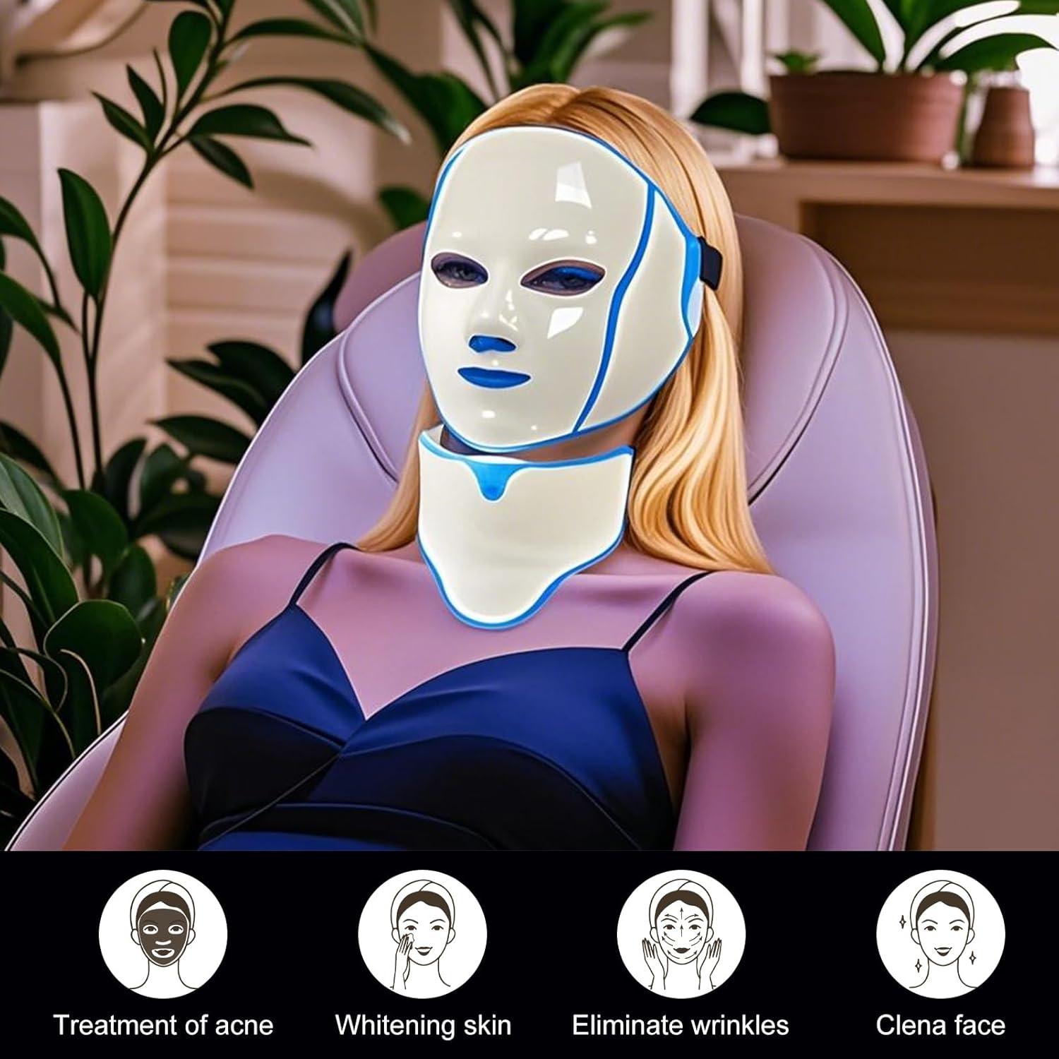 Máscara de Terapia de Luz Facial LED FAHKNS 7 Colores Recargable