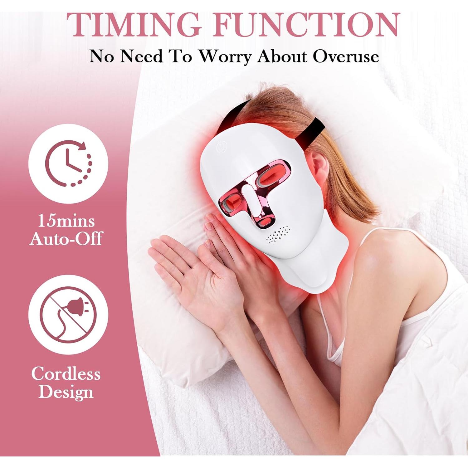 Máscara de Terapia de Luz Roja VIVIDCHARM LED Inalámbrica