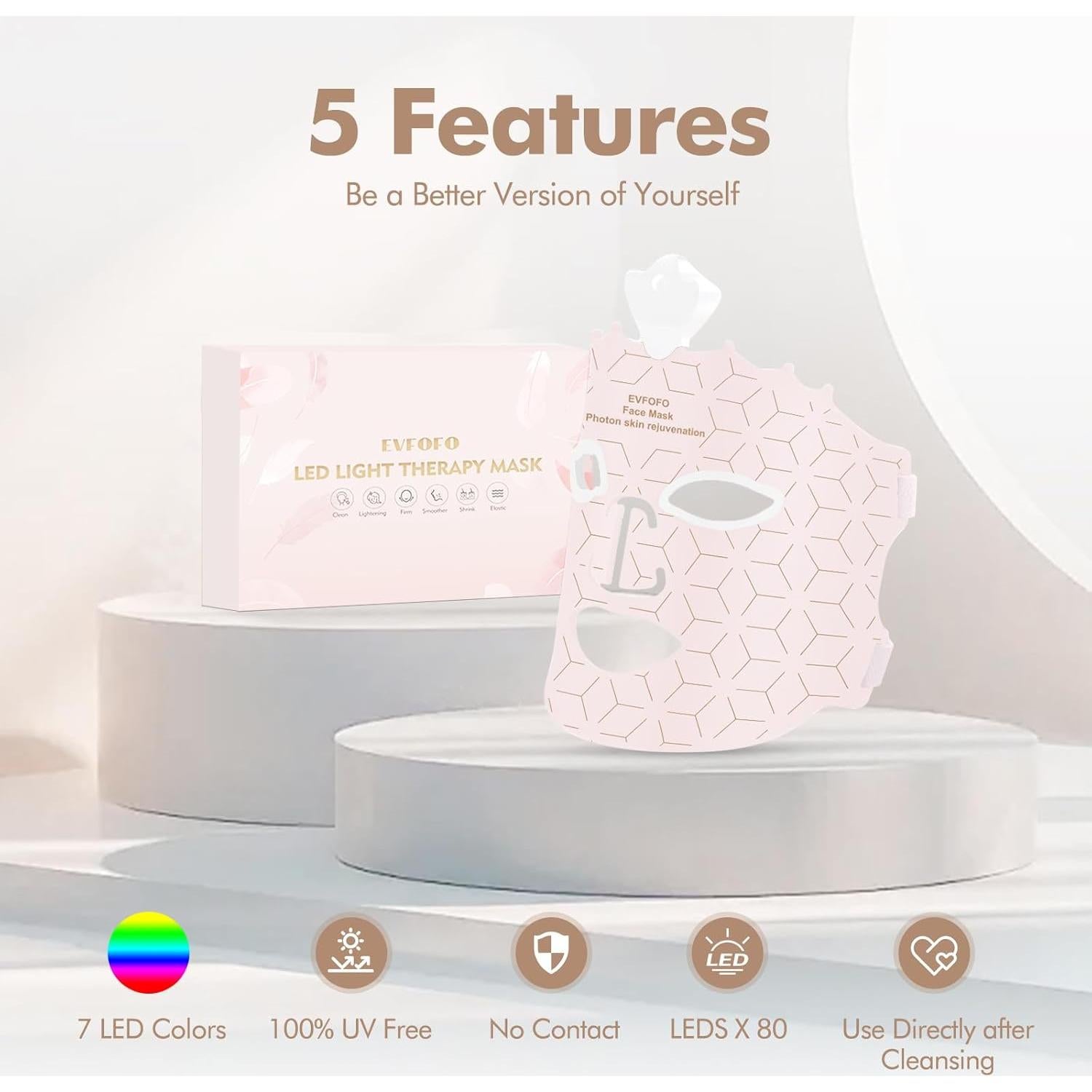 Máscara de Terapia de Luz LED 7 Colores Rosa - Shenzhen Liyoutong