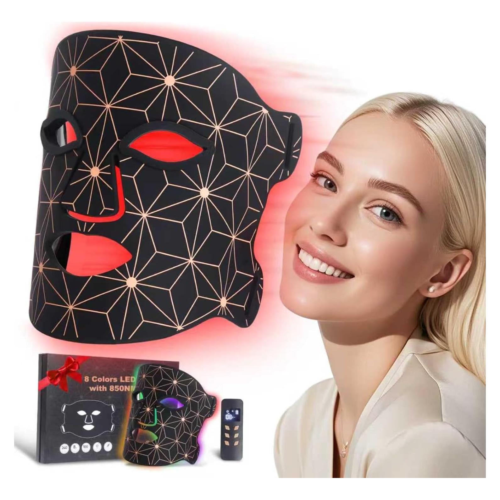 Máscara de Terapia de Luz LED biuufish 8 Colores 850nm Infrarrojo