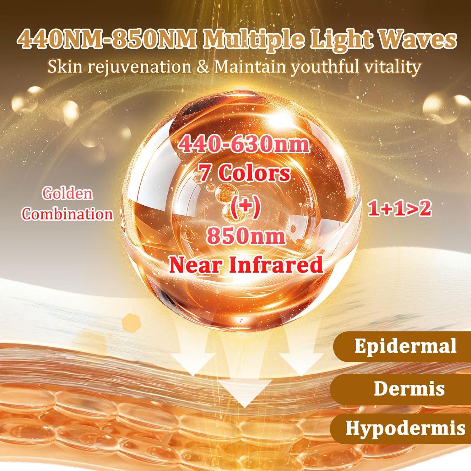 Máscara de Terapia de Luz LED biuufish 8 Colores 850nm Infrarrojo