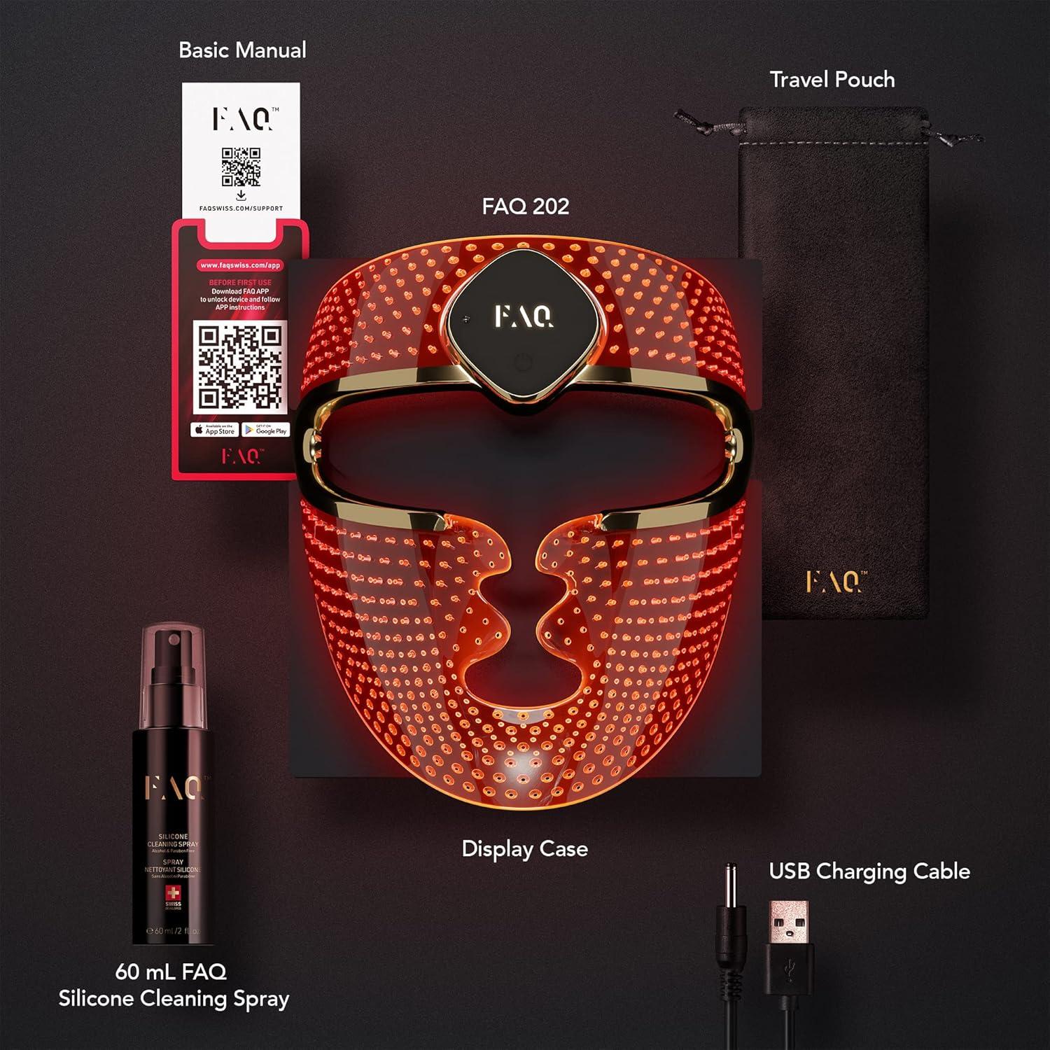 Máscara Facial LED Inalámbrica FAQ 202 - 8 Colores - Cuidado de la Piel