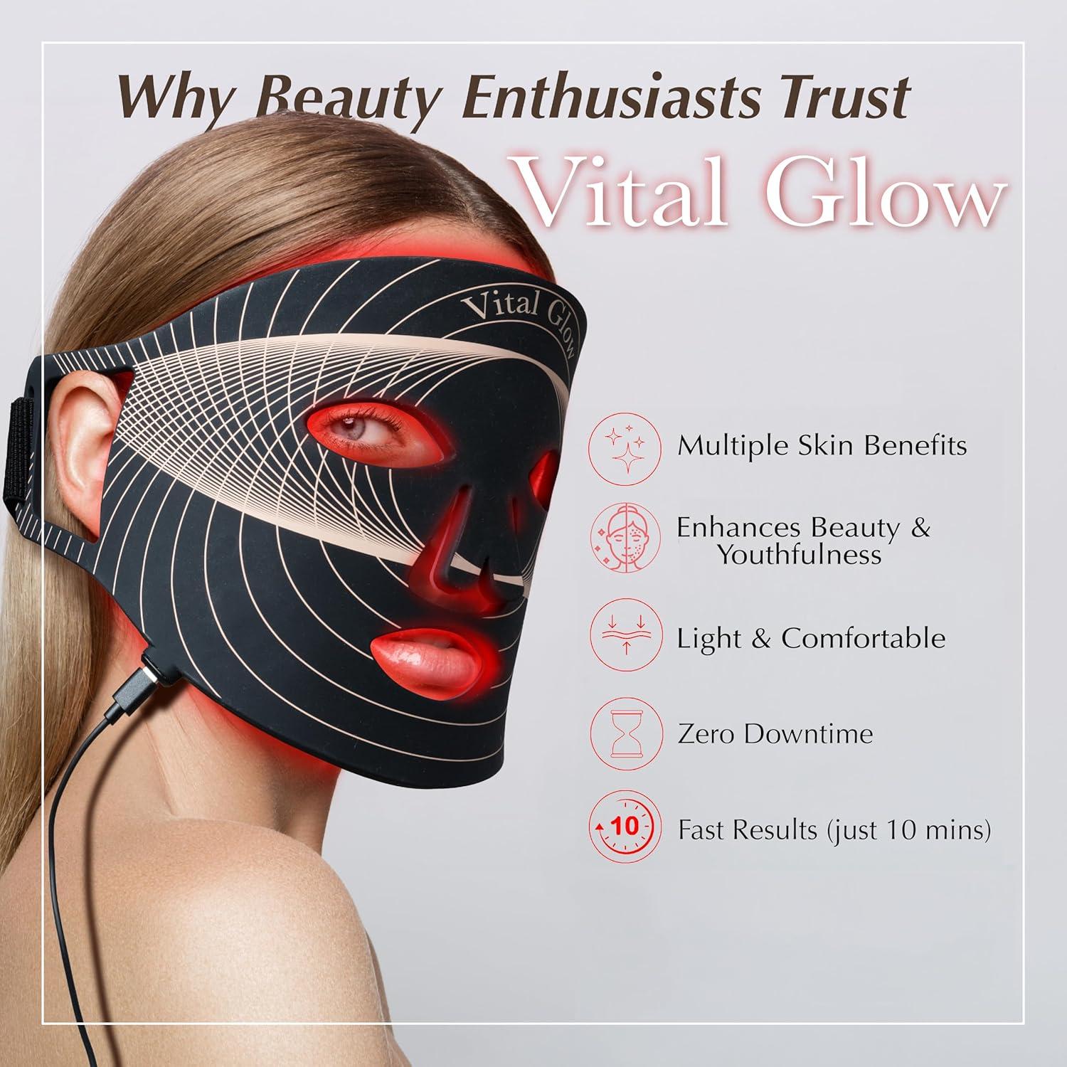 Máscara de Terapia de Luz LED Vital Glow - Antienvejecimiento