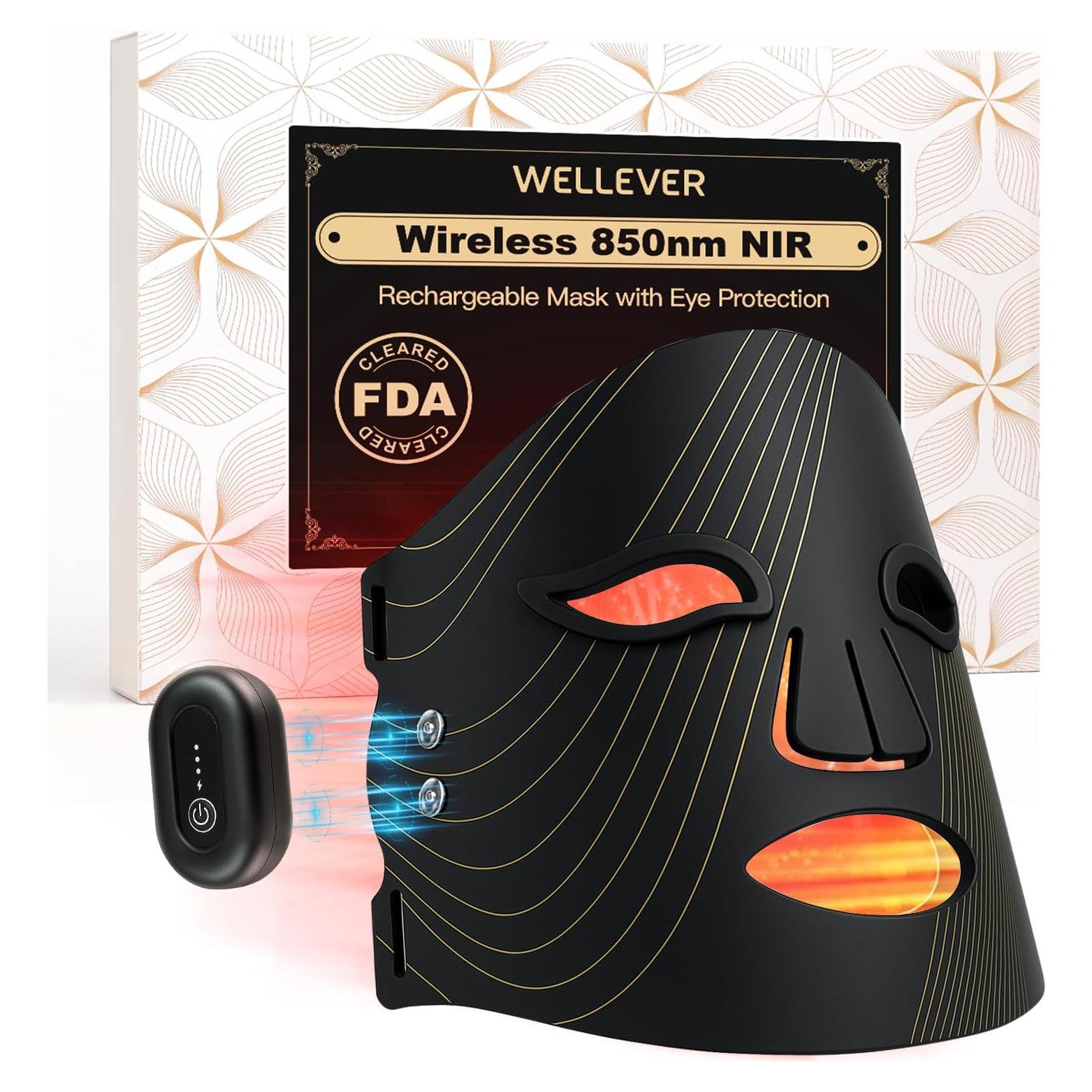 Máscara de Terapia de Luz Roja LED Inalámbrica 850nm - Cuidado Facial