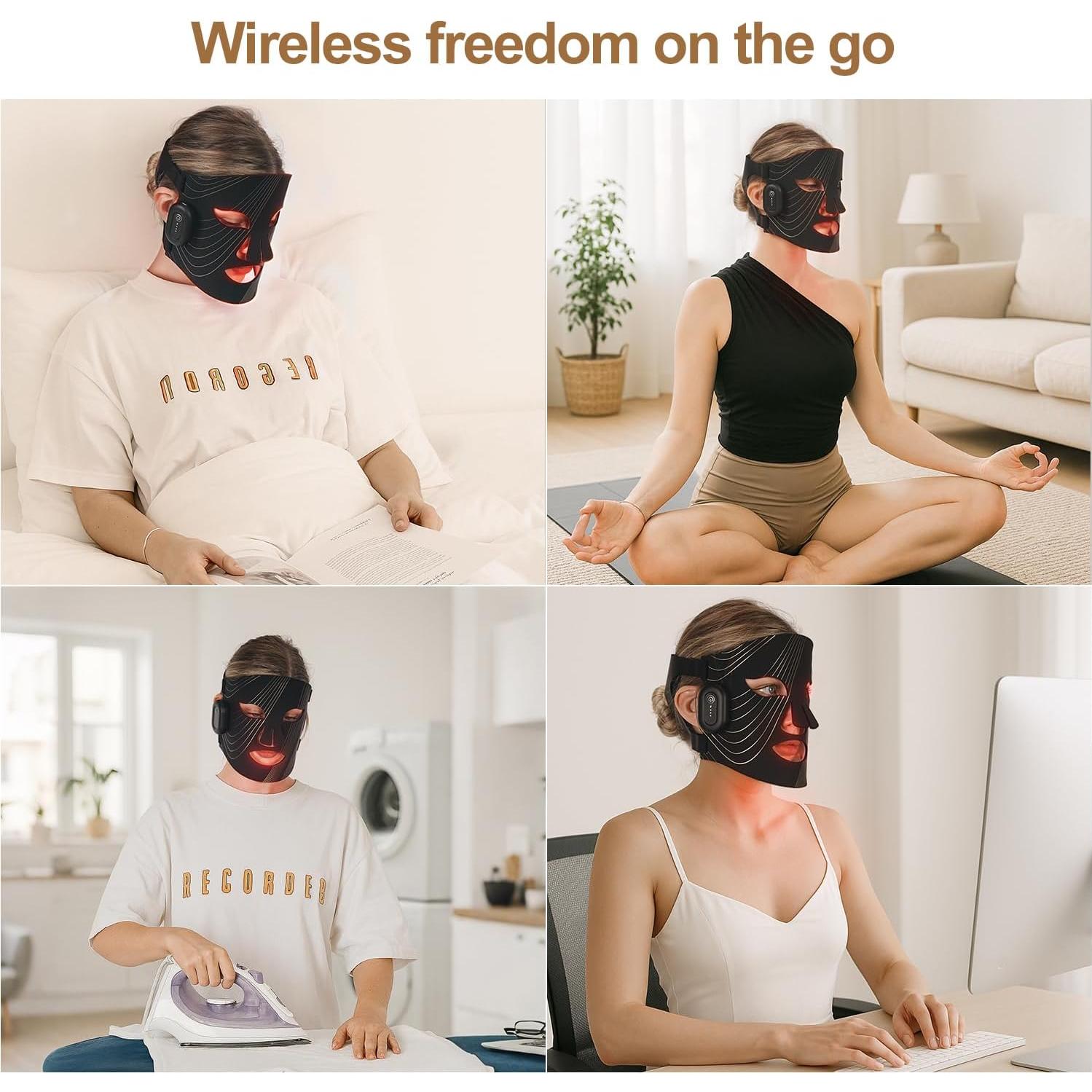 Máscara de Terapia de Luz Roja LED Inalámbrica 850nm - Cuidado Facial