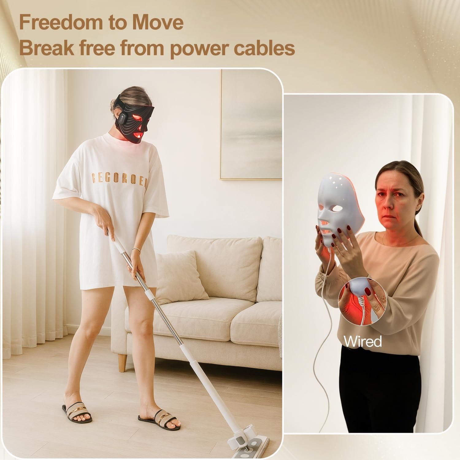 Máscara de Terapia de Luz Roja LED Inalámbrica 850nm - Cuidado Facial