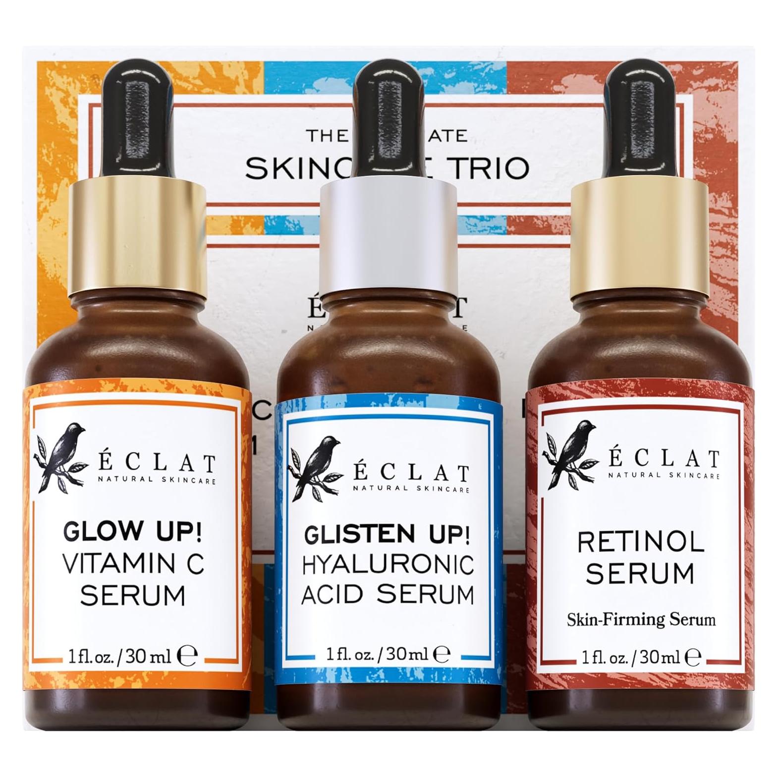 Set de Sueros Faciales Eclat Skincare - Vitamina C, Retinol y Ácido Hialurónico