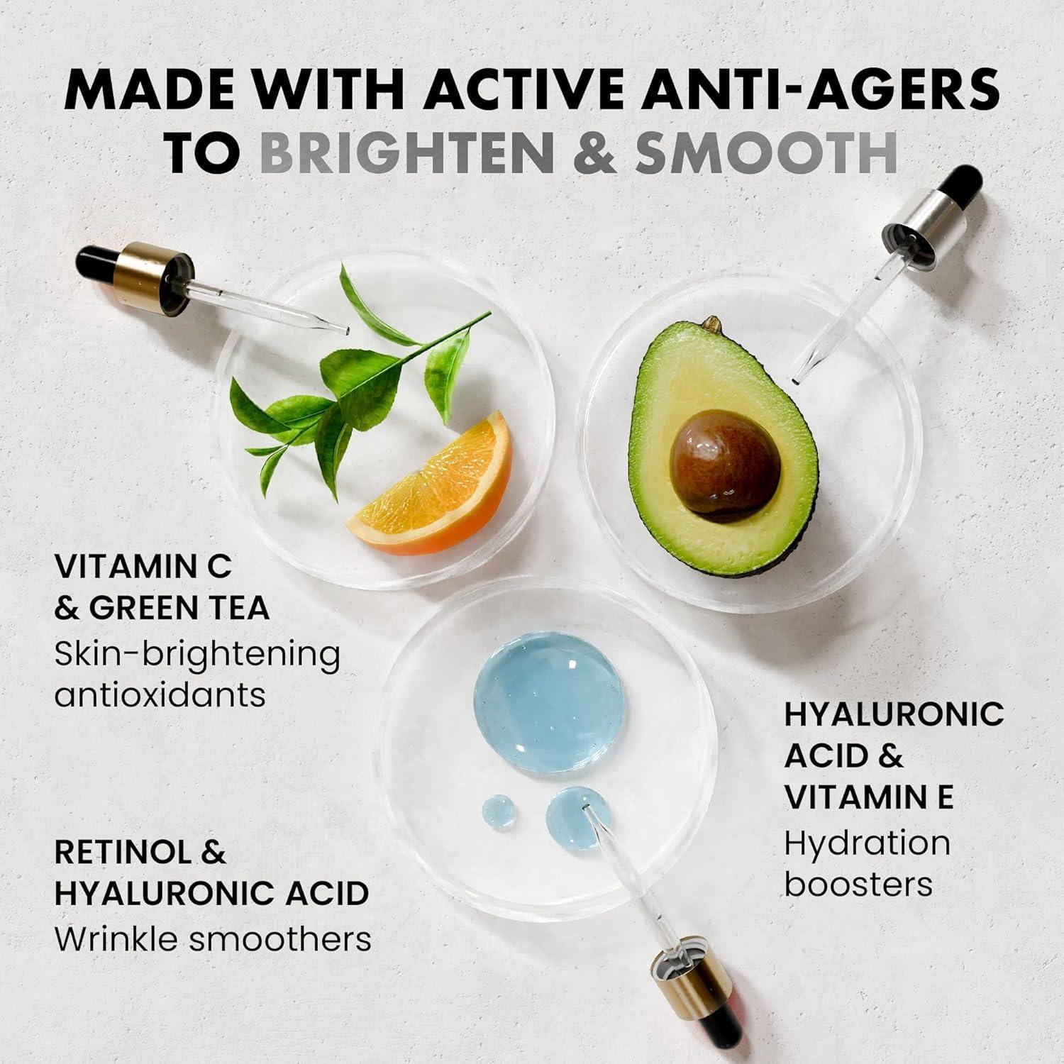 Set de Sueros Faciales Eclat Skincare - Vitamina C, Retinol y Ácido Hialurónico