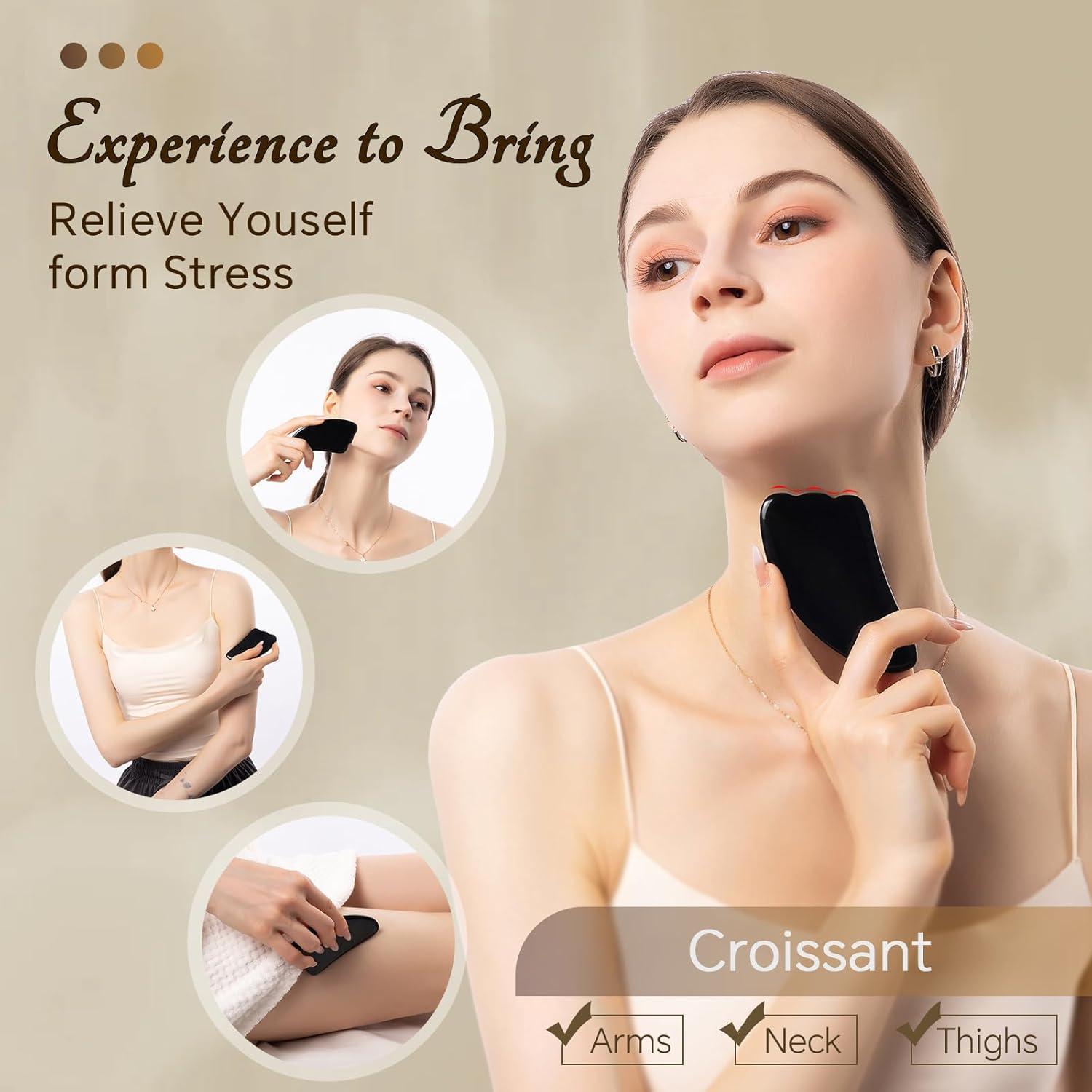 Juego de Gua Sha de Jade y Obsidiana Natural - 4 Piezas