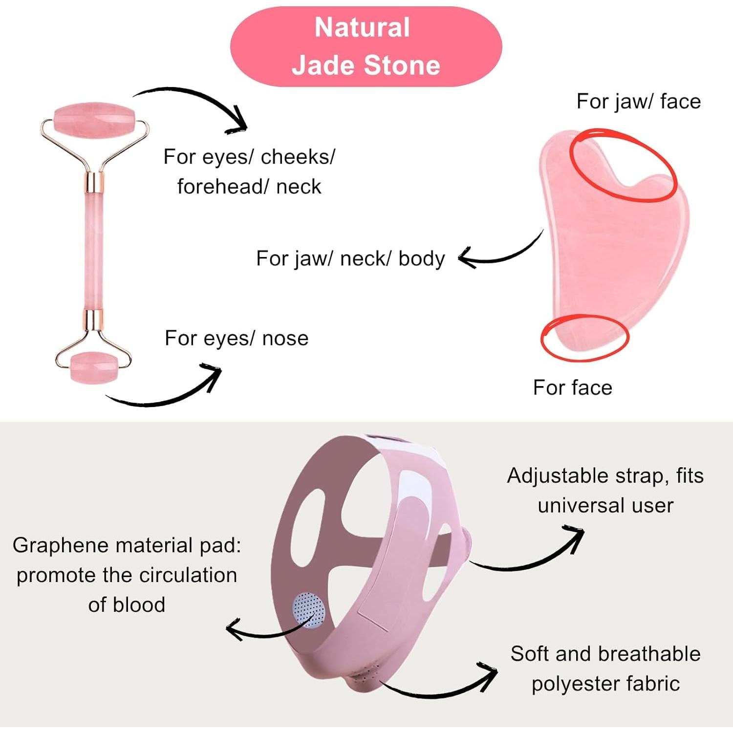 Conjunto de Herramientas de Belleza YMJ - Rodillo y Gua Sha Jade