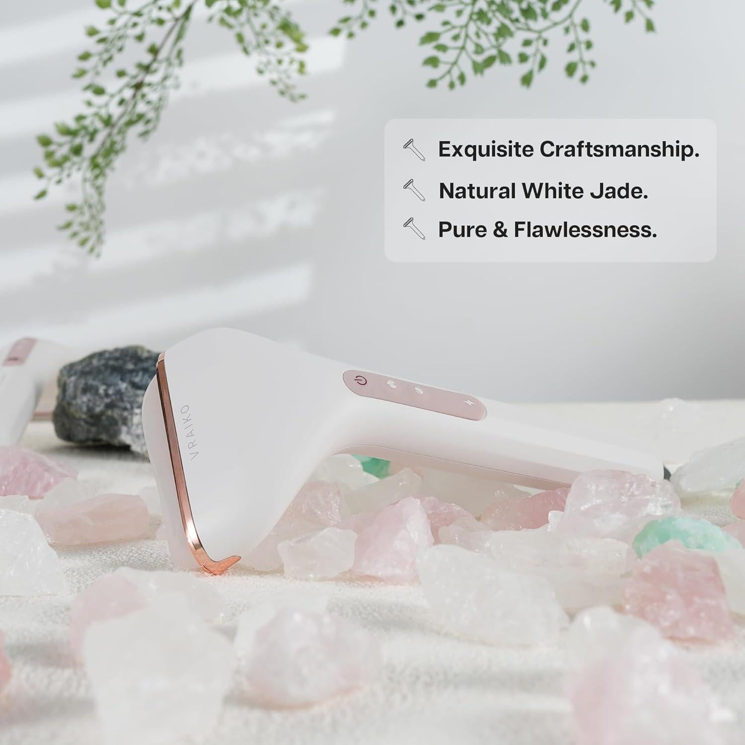 Masajeador Gua Sha Aurora-X de Jade Blanco con Calor y Vibración