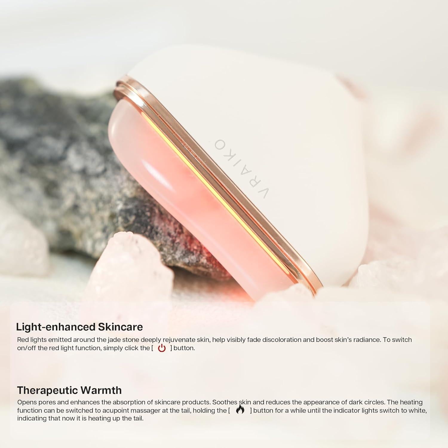 Masajeador Gua Sha Aurora-X de Jade Blanco con Calor y Vibración