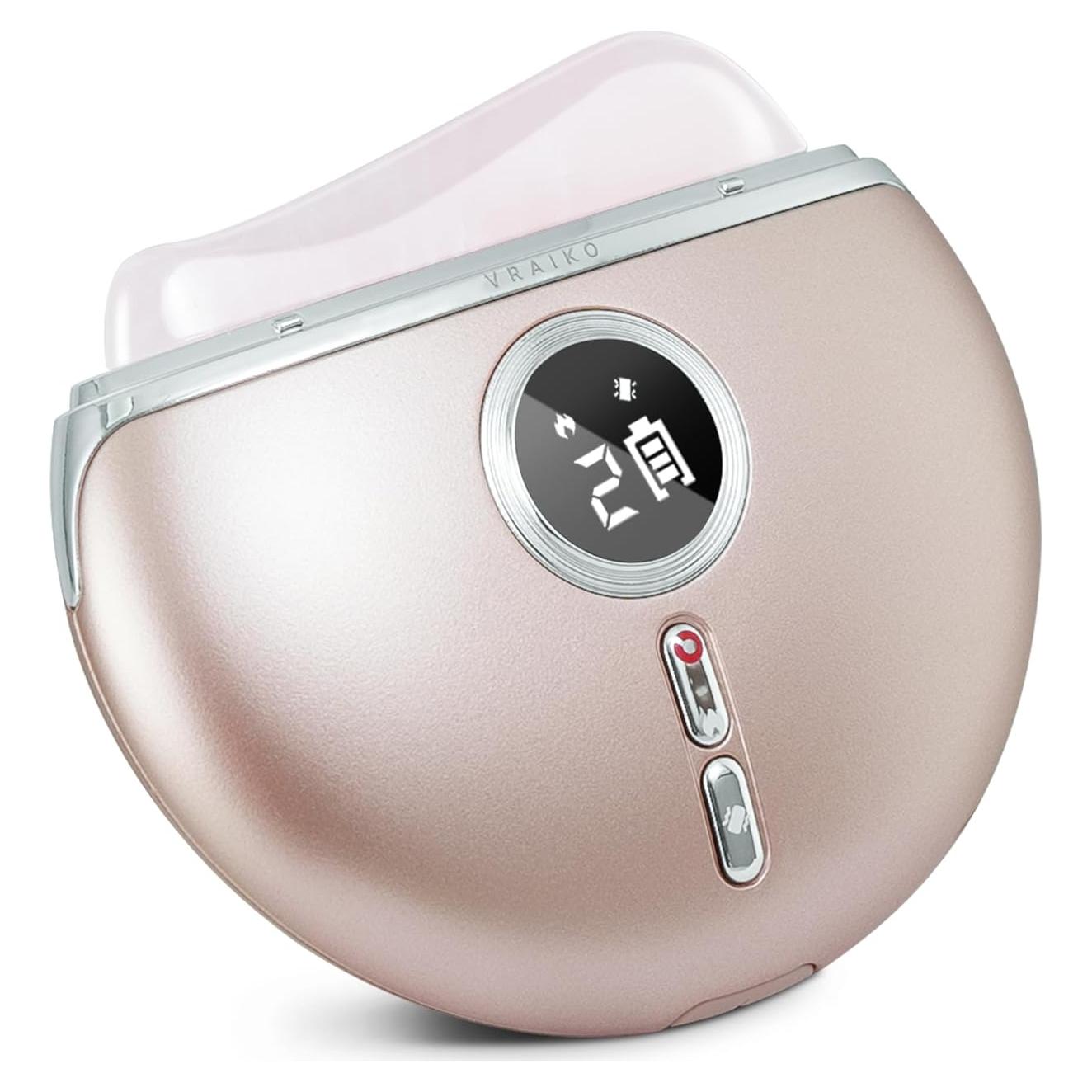 Gua Sha Eléctrico AlpenGlow Cuarzo Rosa con Calor y Vibración