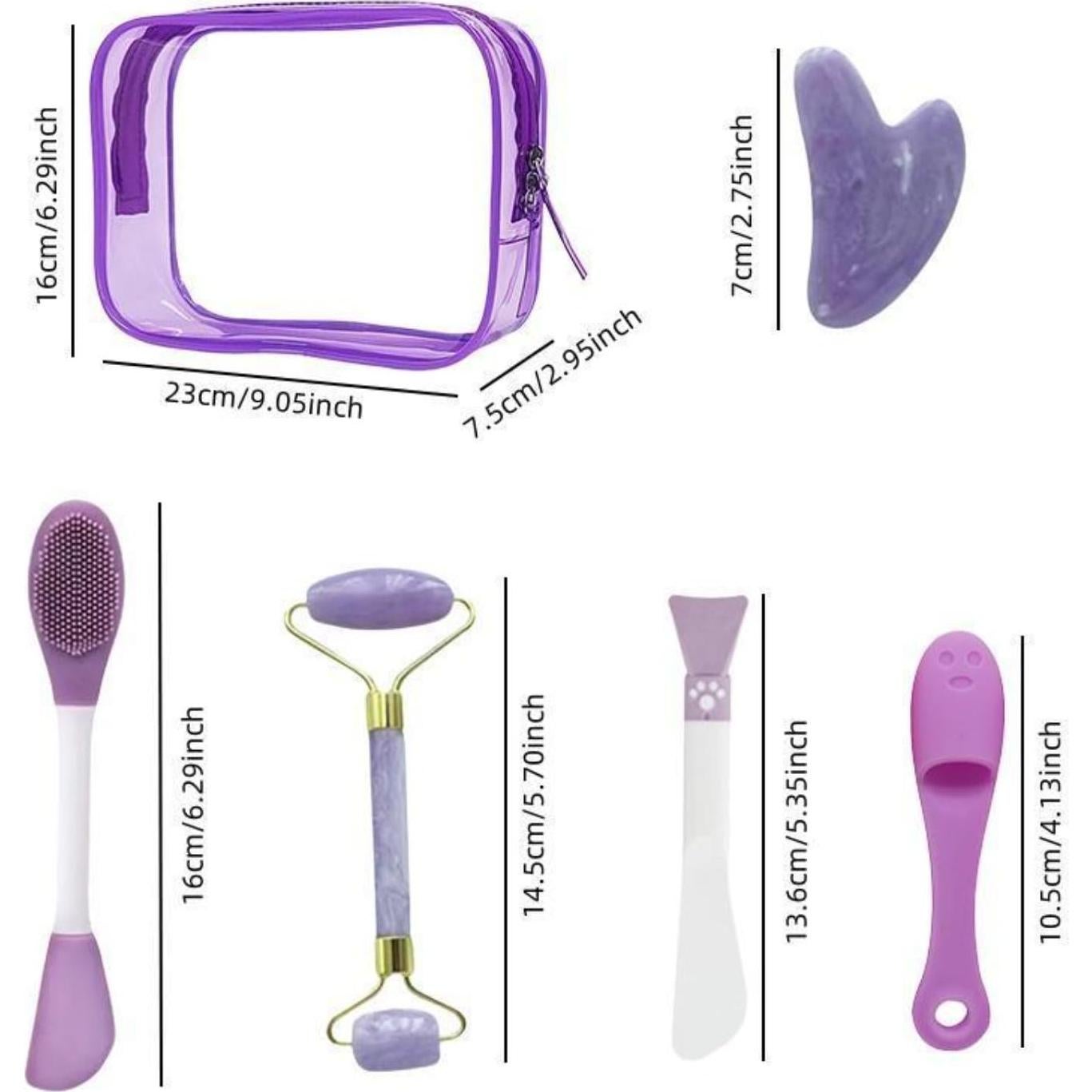 Kit de Cuidado Facial 9 Piezas KXKQ con Rodillo de Jade y Gua Sha