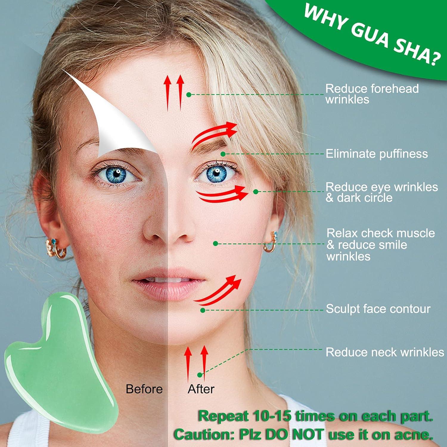 Set de Gua Sha Jade Natural Esur - 2 Piezas para Masaje Facial