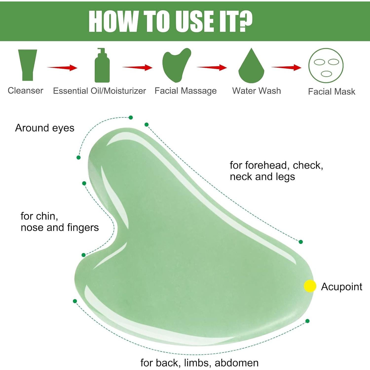 Set de Gua Sha Jade Natural Esur - 2 Piezas para Masaje Facial