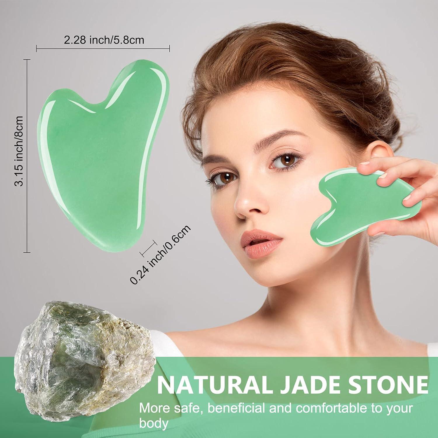 Set de Gua Sha Jade Natural Esur - 2 Piezas para Masaje Facial