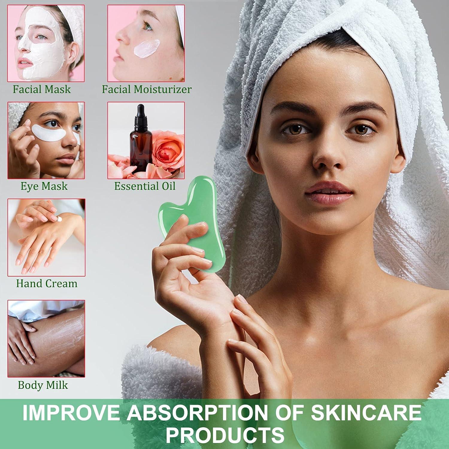 Set de Gua Sha Jade Natural Esur - 2 Piezas para Masaje Facial