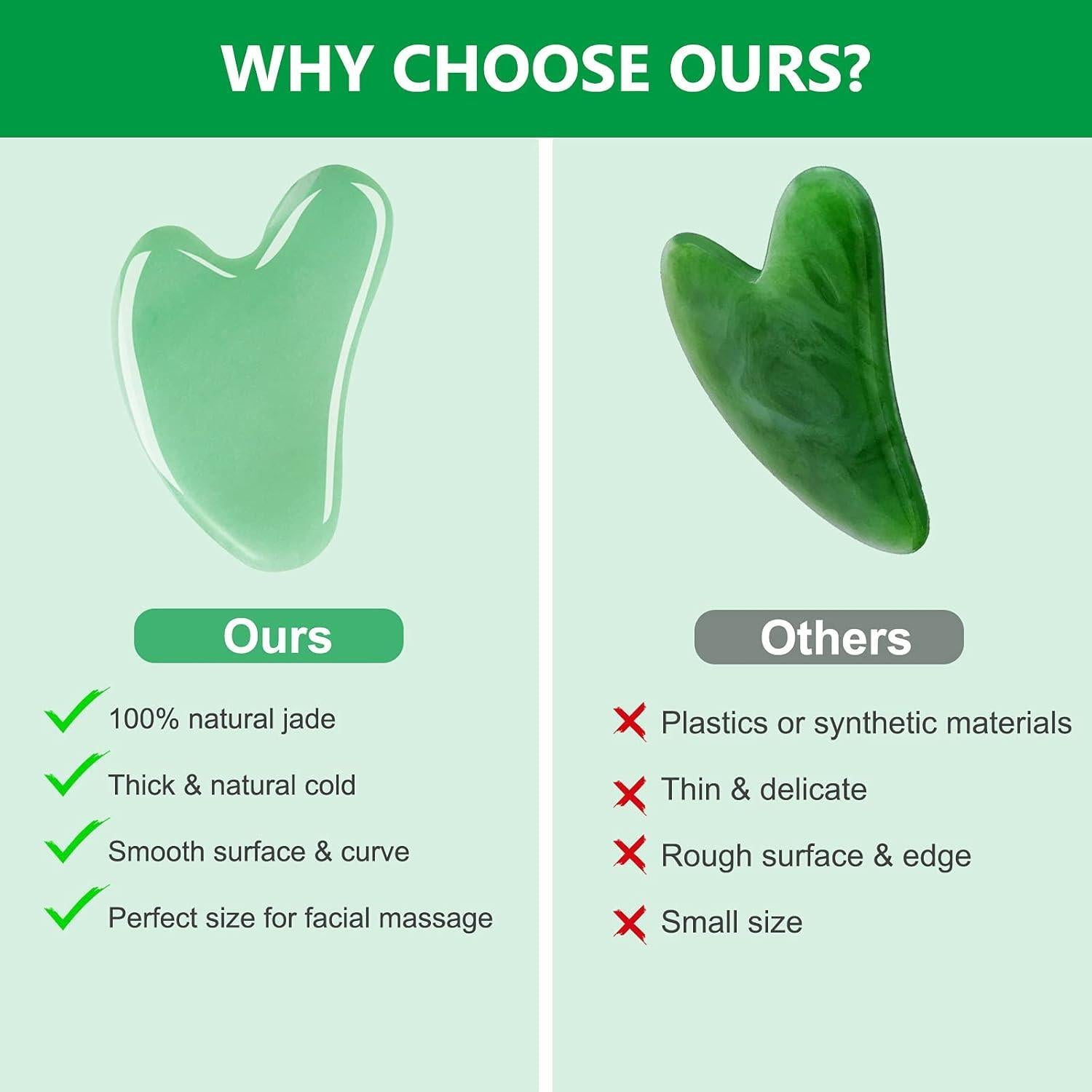 Set de Gua Sha Jade Natural Esur - 2 Piezas para Masaje Facial