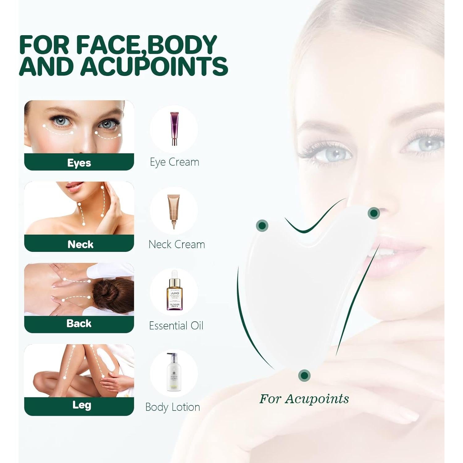 Tabla Gua Sha de Jade Natural GUKOY - Alivio de Tensiones Musculares