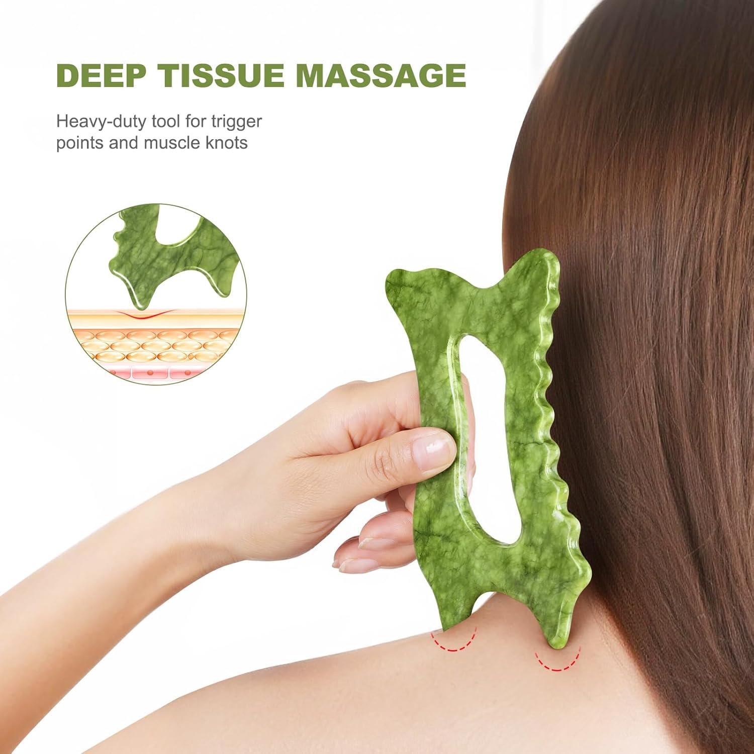 Juego de Herramientas Gua Sha de Jade 6 en 1 Crossmoon