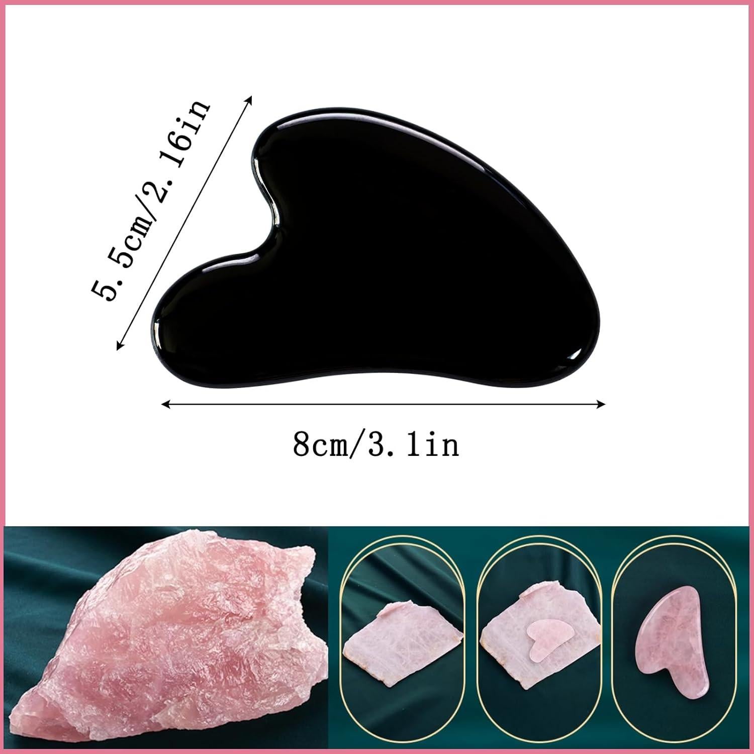 Herramienta de Masaje Gua Sha YAMHOHO de Cuarzo Rosa 40g