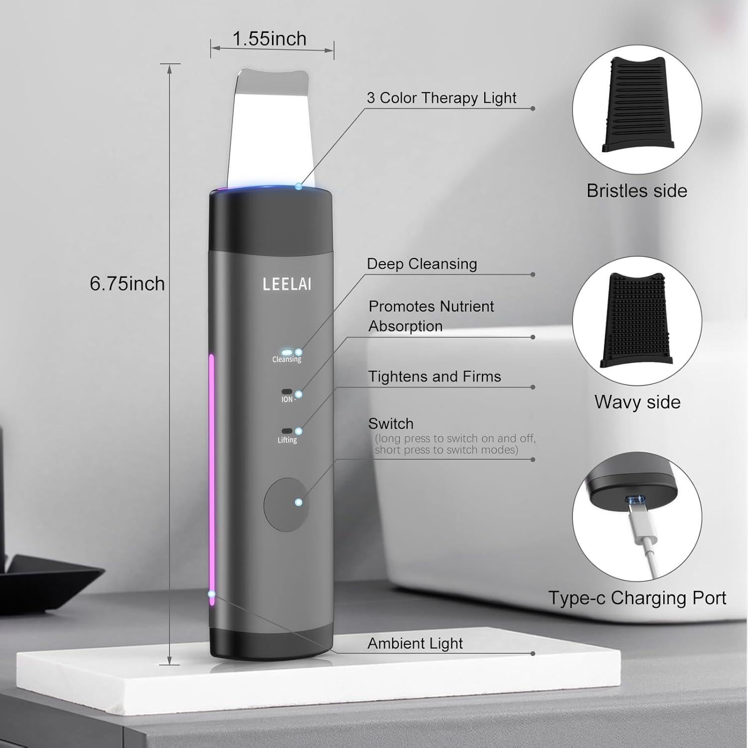 Espátula Facial LEELAI N1-001 Limpiadora de Poros 3 Modos