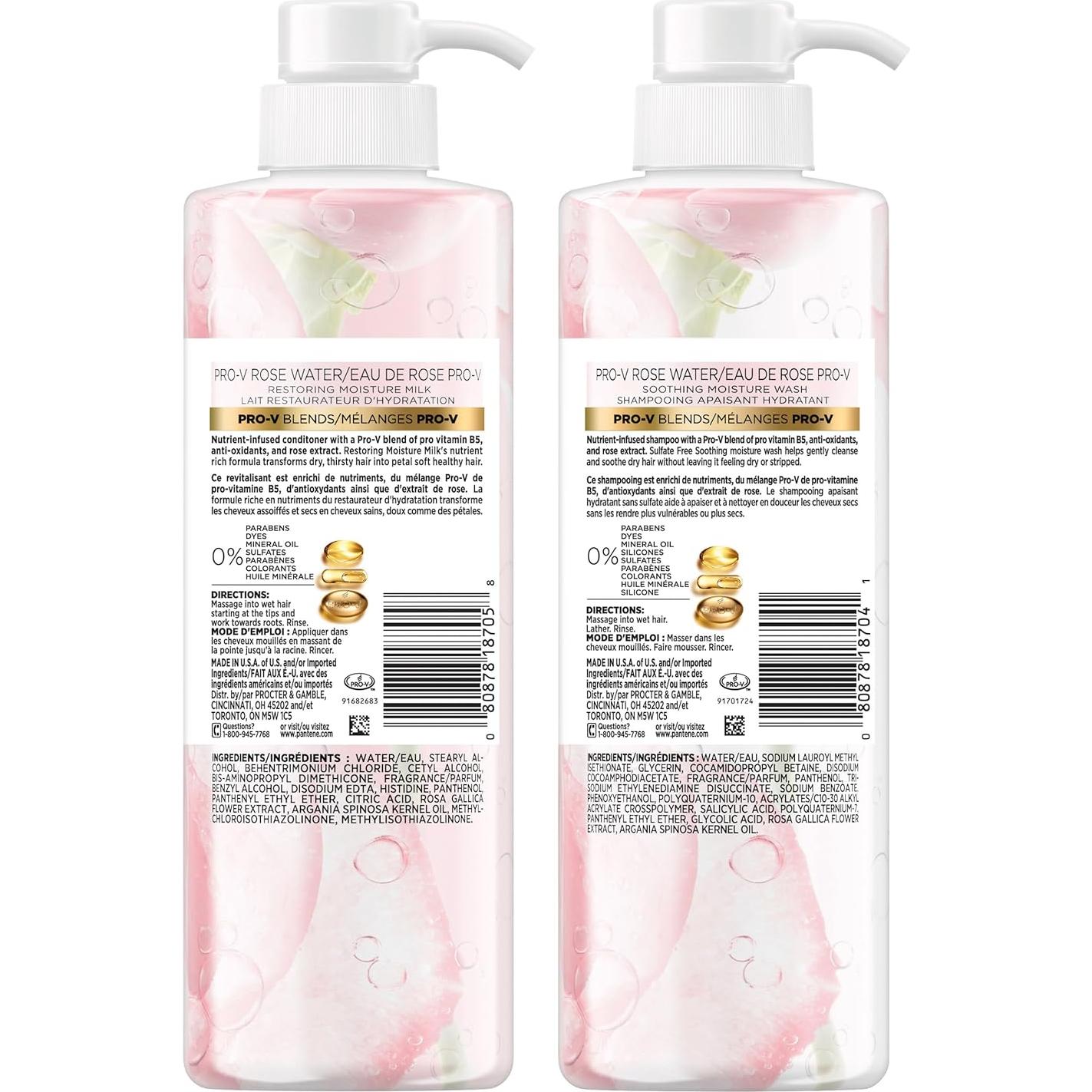 Conjunto Champú y Acondicionador Pantene Pro-V Agua de Rosa 530ml