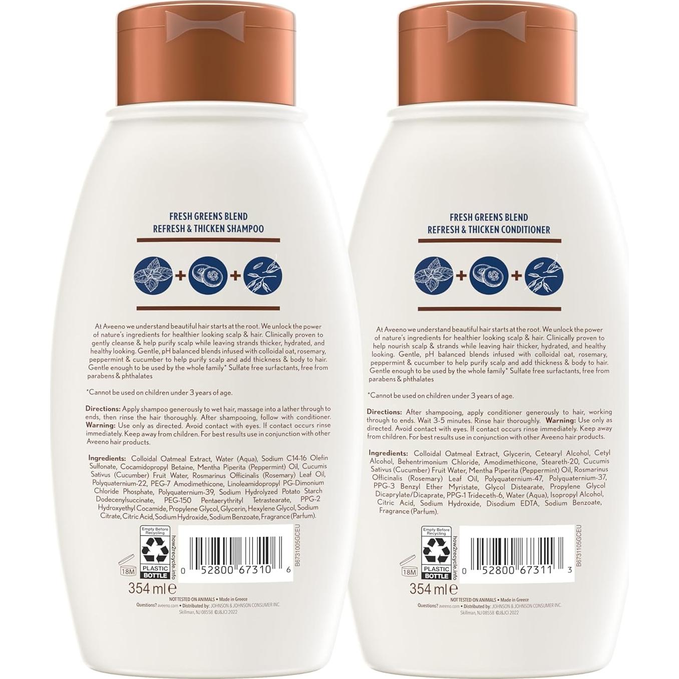 Conjunto Champú y Acondicionador Aveeno Fresh Greens 2x354ml