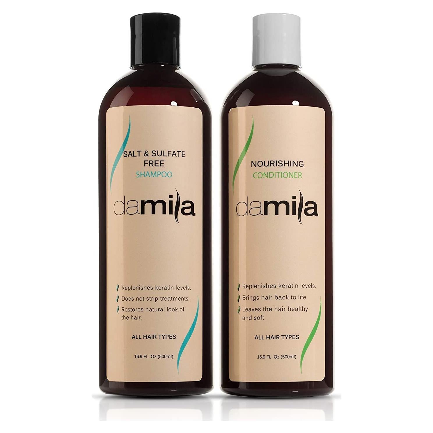 Champú y Acondicionador Sin Sal Damila 500 ml - Hidratación para Cabello Tratado