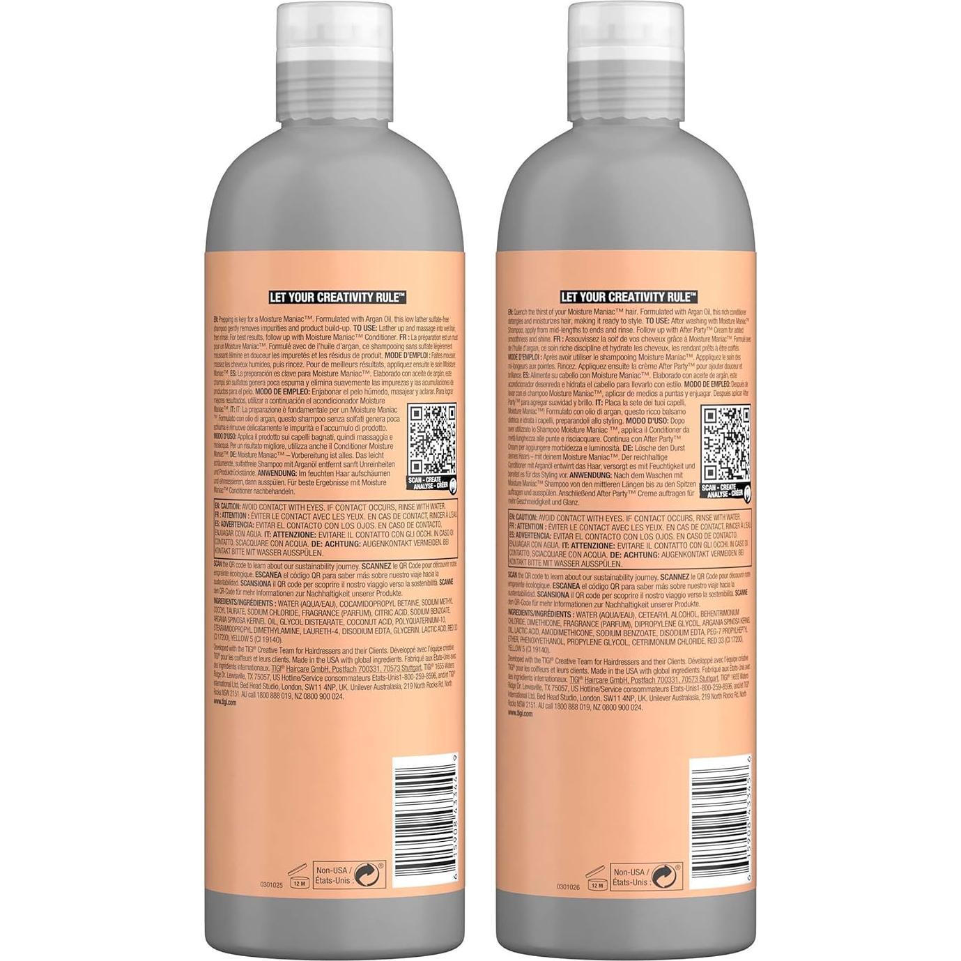 Juego de Champú y Acondicionador Bed Head Moisture Maniac 750 ml