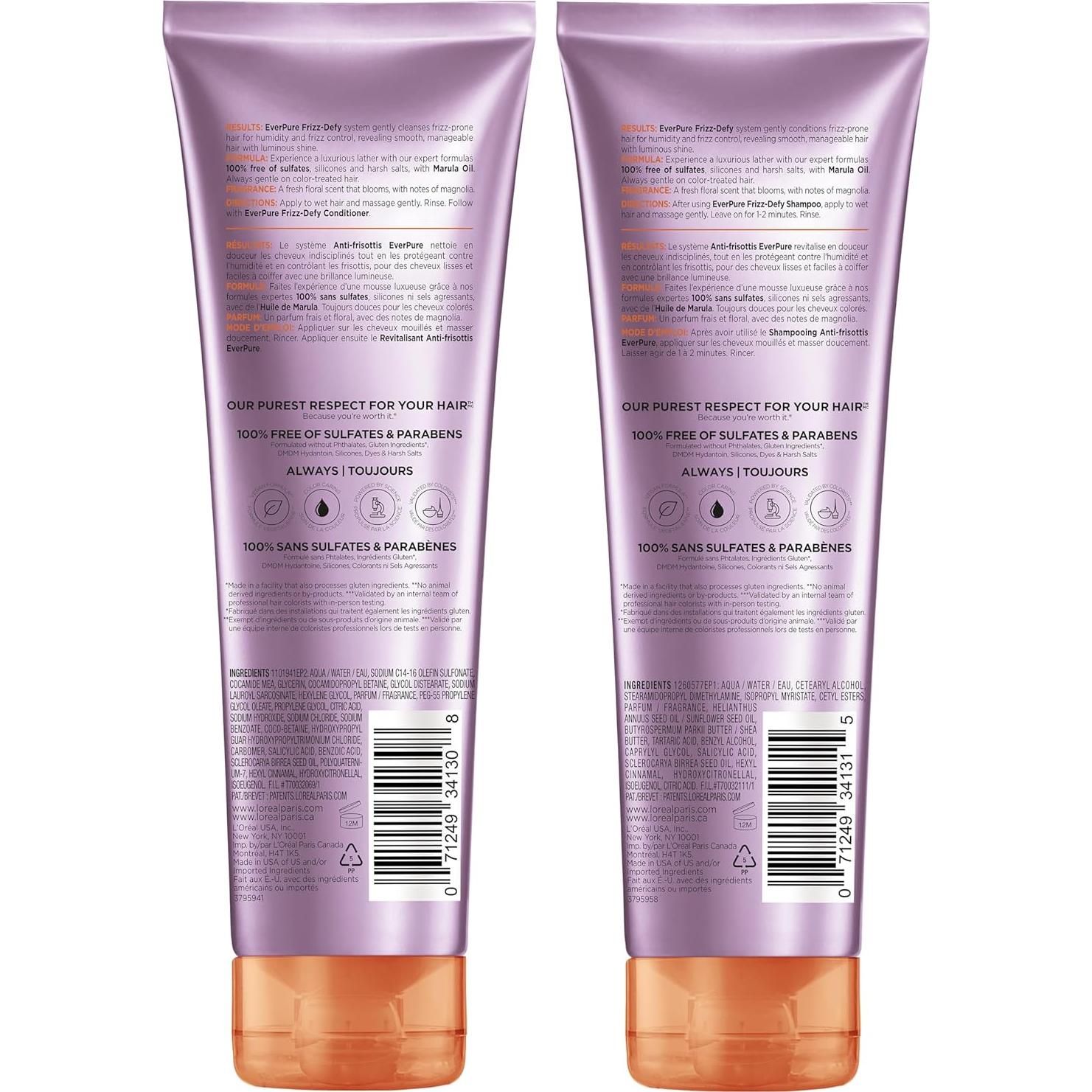 Conjunto Champú y Acondicionador L'Oreal Paris Frizz Defy 250 ml