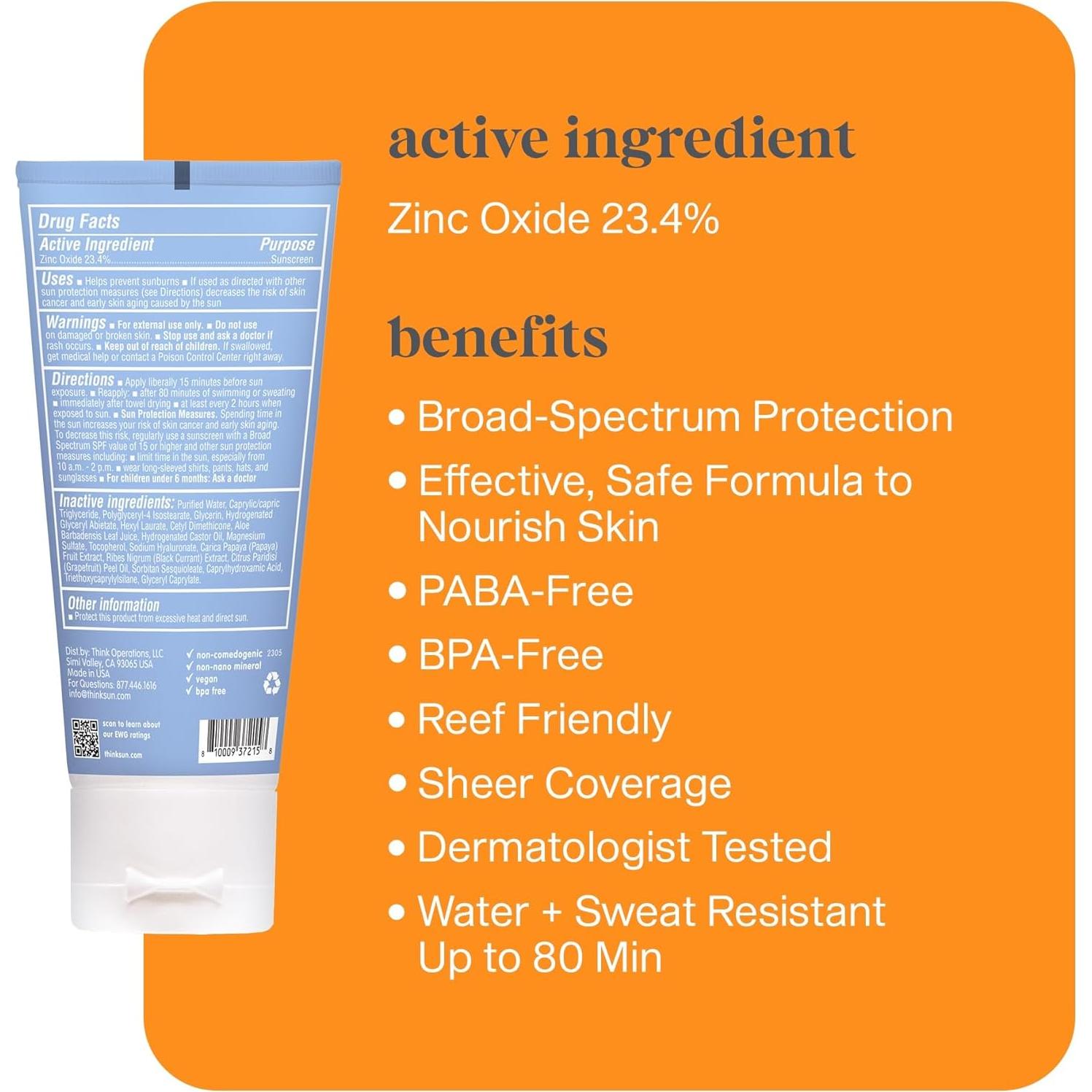 Protector Solar Mineral Thinksport SPF 50 59.15 ml Resistente al Agua